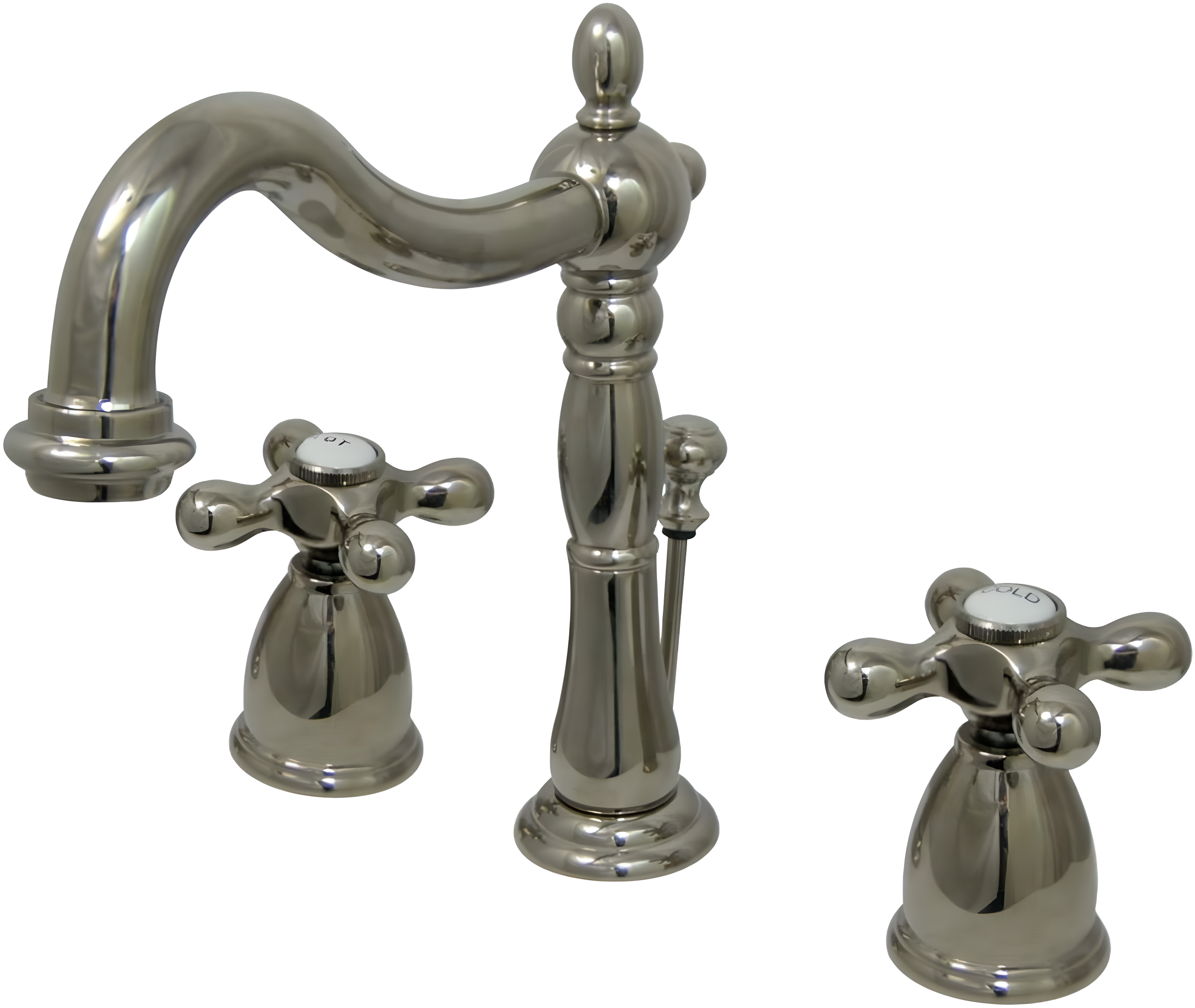 Kingston Brass Heritage Two-Handle 3-Hole Deck Mount Widespread Bathroom Faucet with Pop-Up Drain
