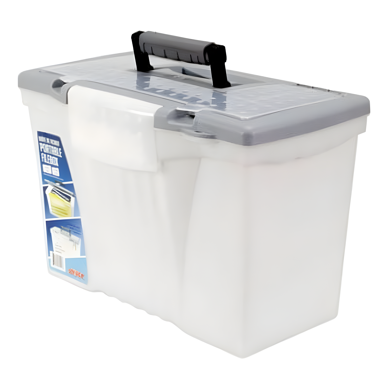 Portable Letter/Legal Filebox With Organizer Lid, Letter/Legal Files, 14.5" X 10.5" X 12", Clear/Silver