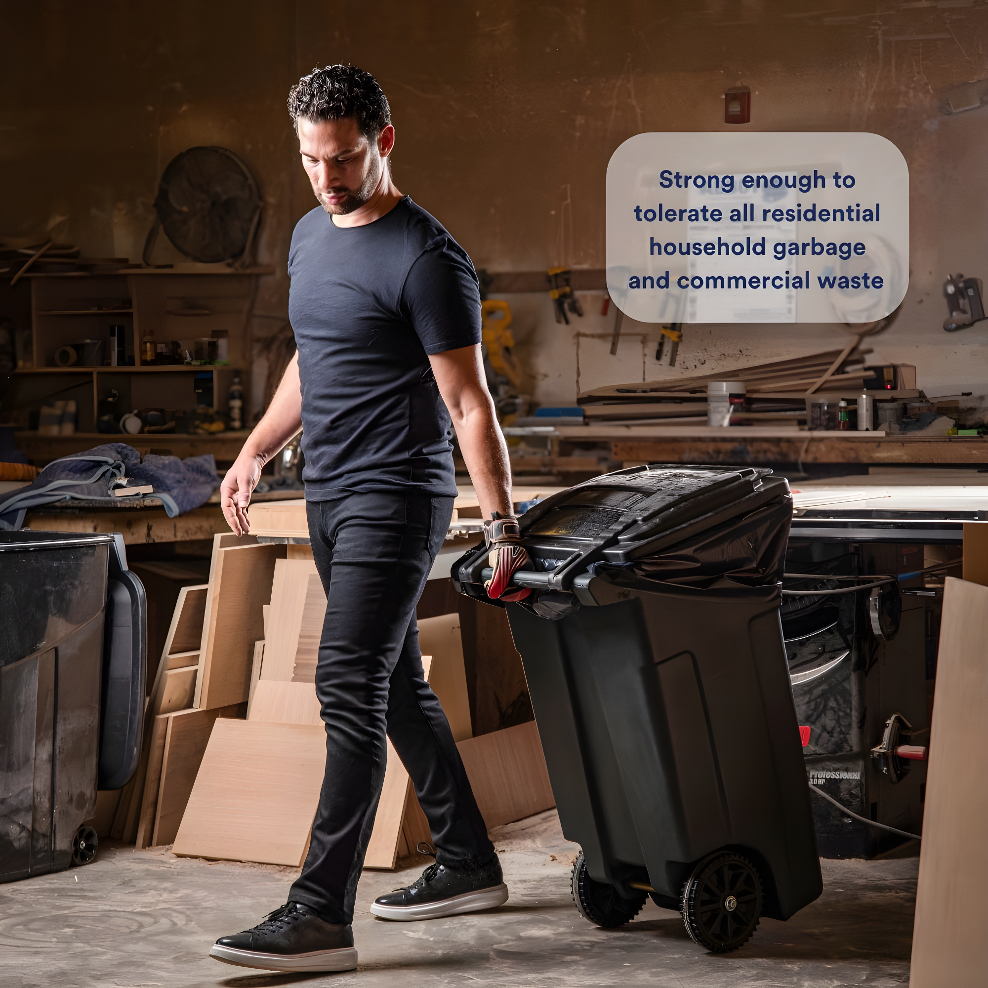 Plasticplace 64-65 Gallon Trash Can Liners for Toter, 1.2 Mil, Black, 50'' x 60'' (25 Count)