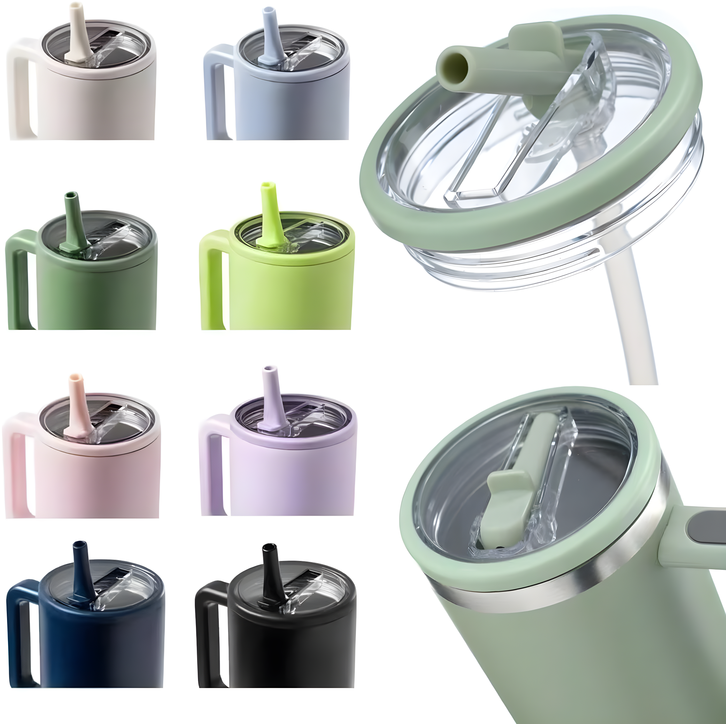 ANTAND 2 Pack 40 Oz Tumbler Flip Straw Lid Replacement Fit For Stanley Quencher, Leak Proof For Stanley Lid Replacement Spill Proof Reusable Tumbler Cover Compatible With 40oz Stanley Cup (Set of 2)