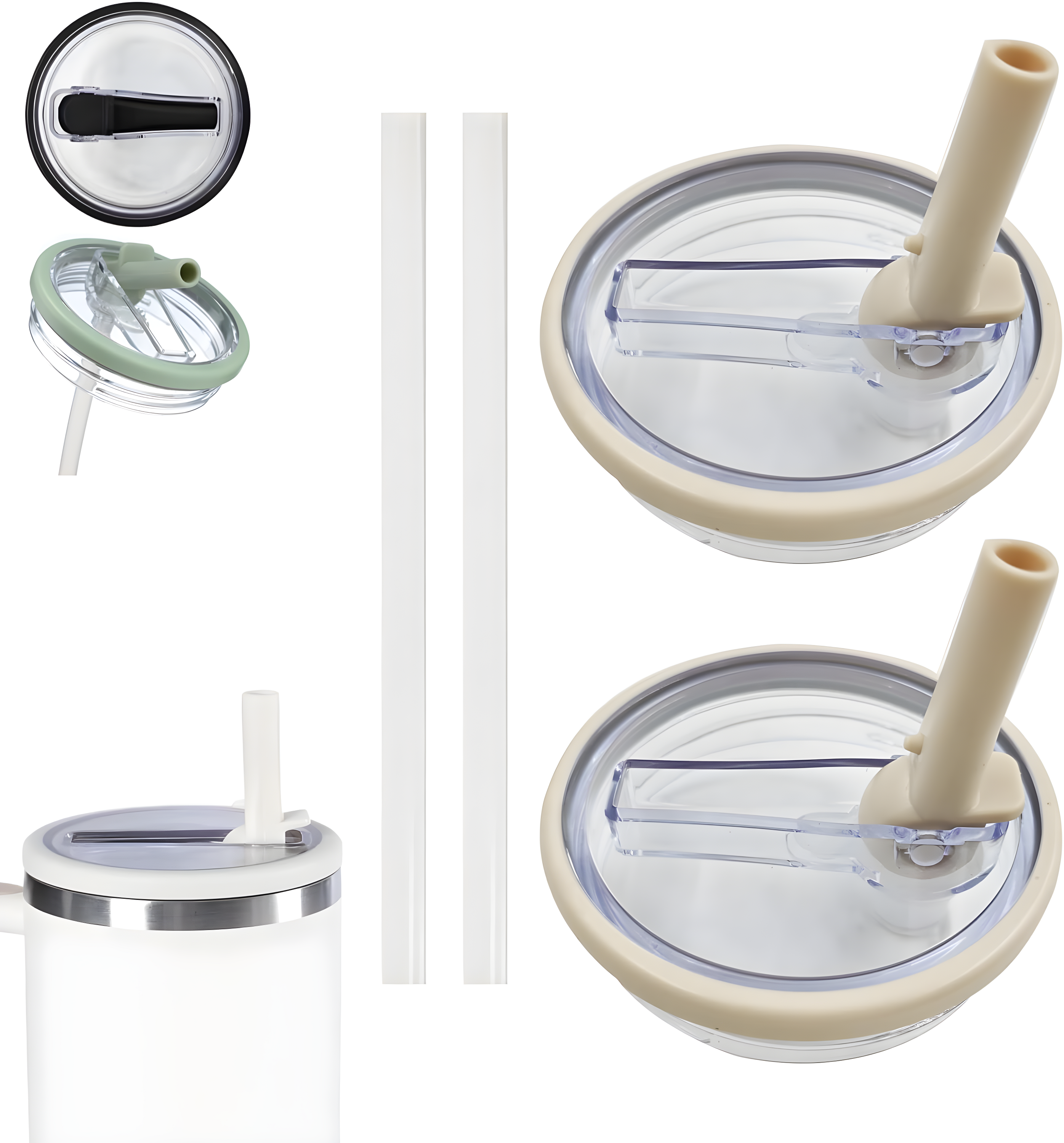 ANTAND 2 Pack 40 Oz Tumbler Flip Straw Lid Replacement Fit For Stanley Quencher, Leak Proof For Stanley Lid Replacement Spill Proof Reusable Tumbler Cover Compatible With 40oz Stanley Cup (Set of 2)