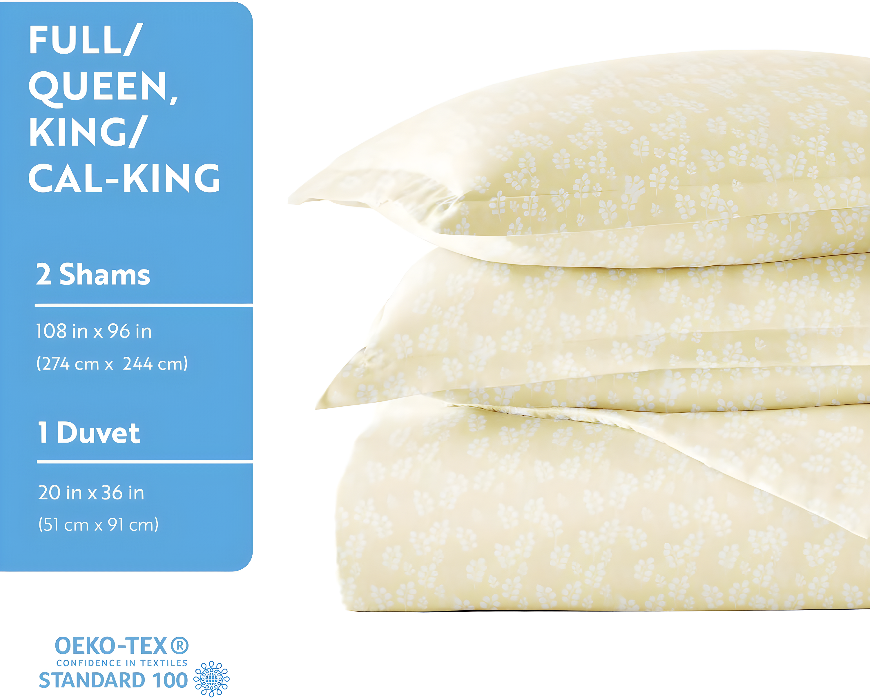 Ultra Soft & Breathable - Duvet Cover Set - Ivory Wheatfield Floral for Queen Size Bedding by Comfort Canopy