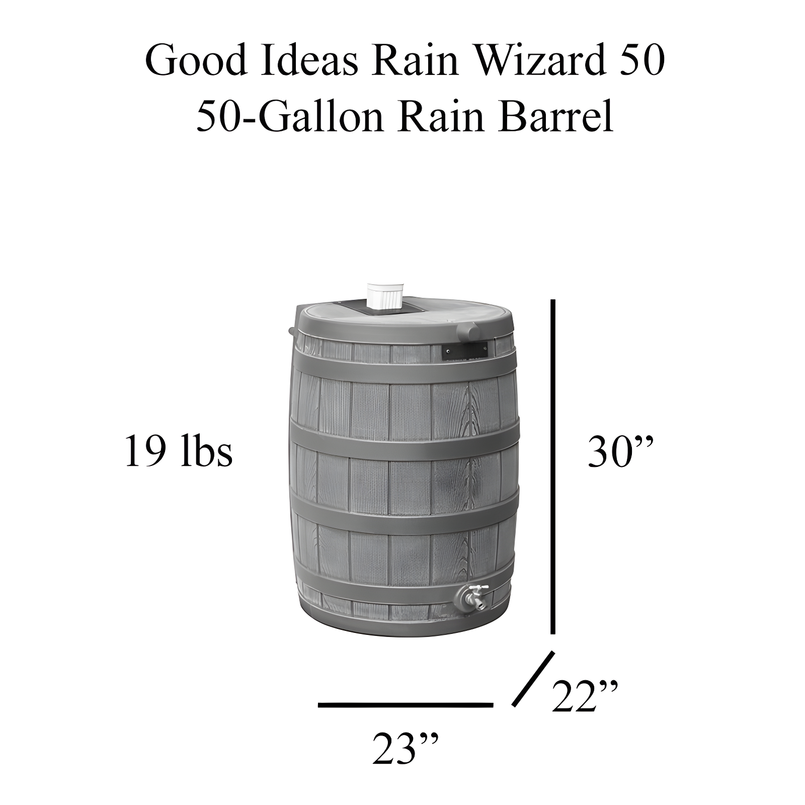 Good Ideas 50 Gallons Plastic Drainable Dual Overflow Rain Barrel