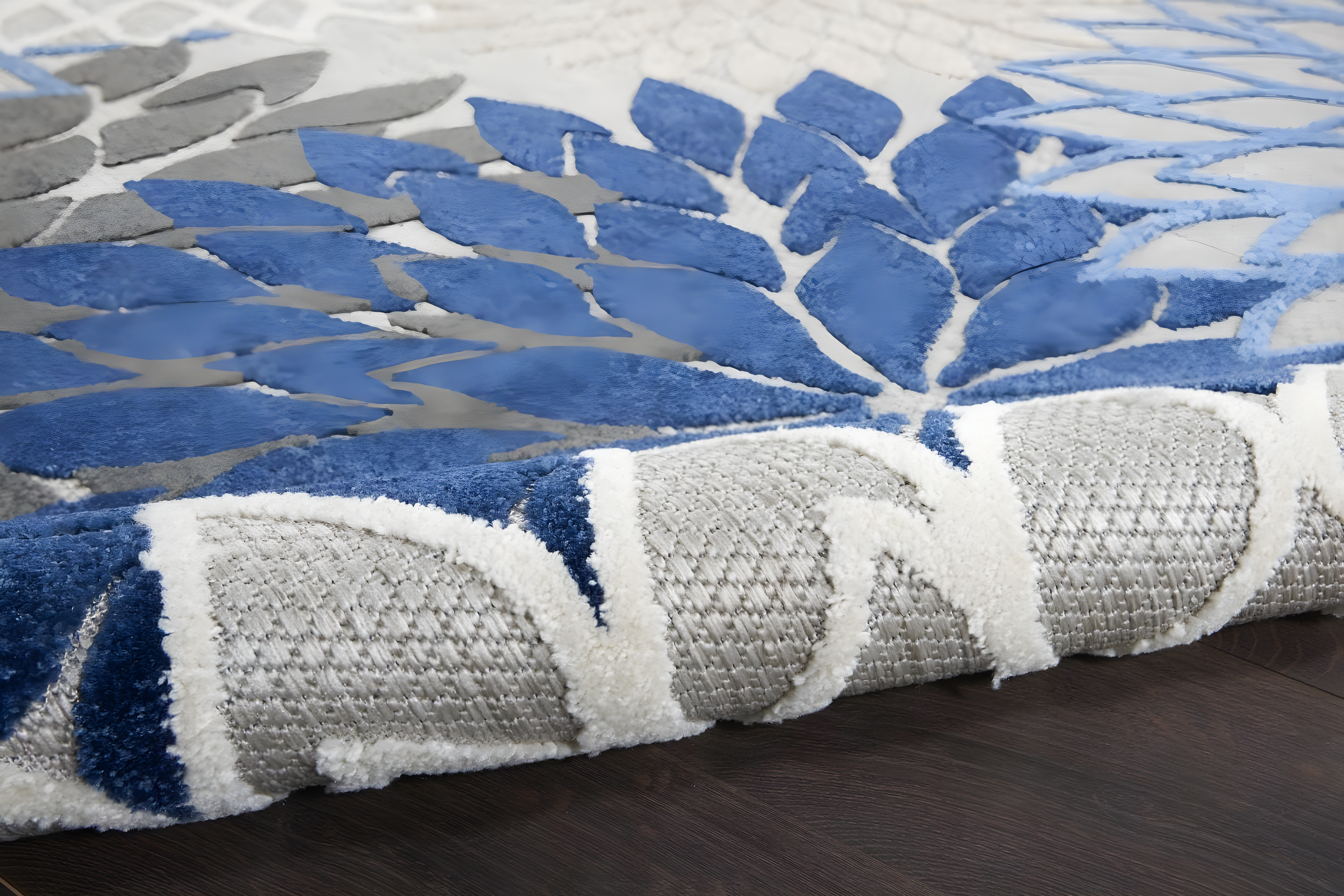 Nourison Aloha Floral Bloom Flatweave High-Low Indoor Outdoor Area Rug Blue/Multicolor 3'6" x 5'6"