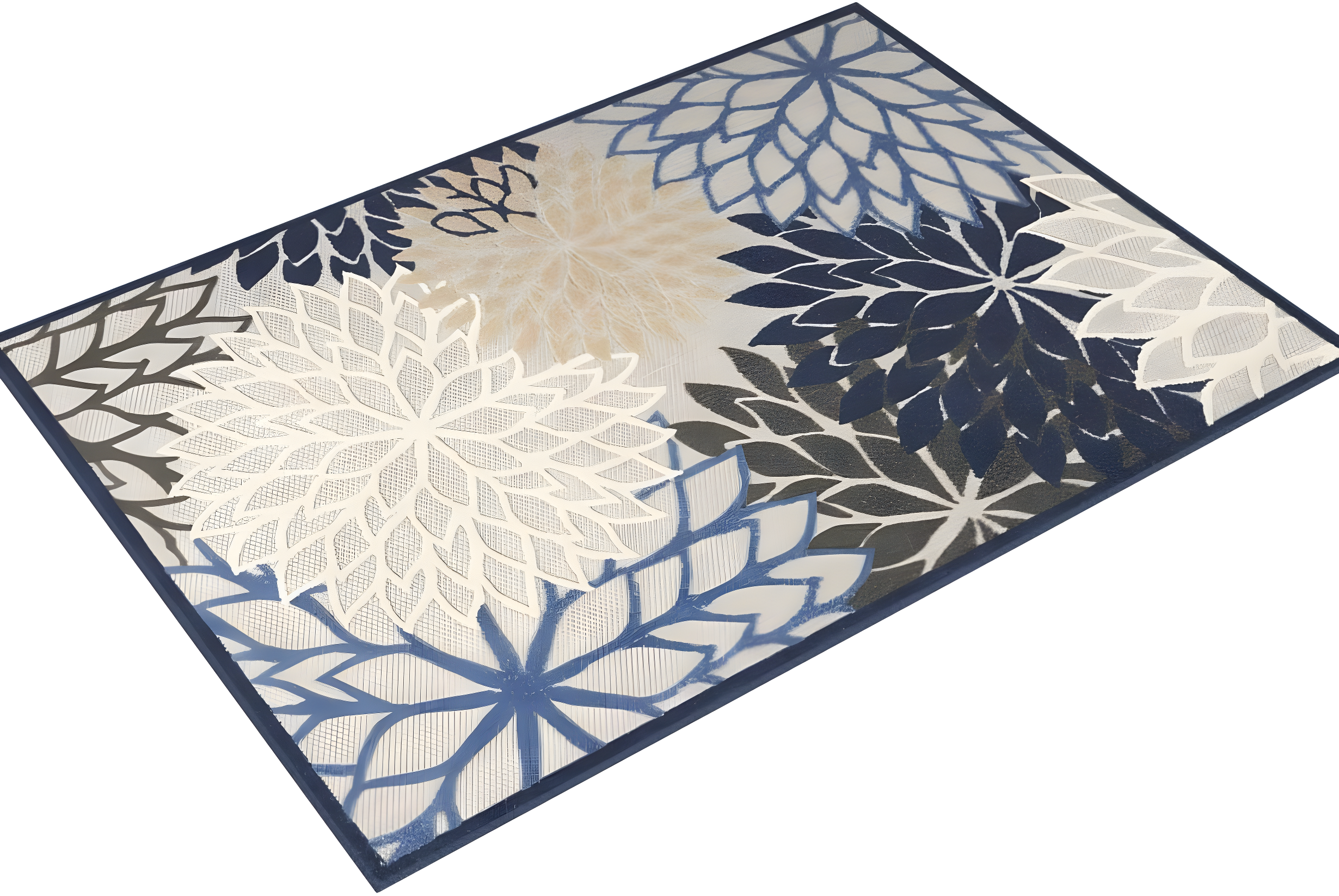 Nourison Aloha Floral Bloom Flatweave High-Low Indoor Outdoor Area Rug Blue/Multicolor 3'6" x 5'6"