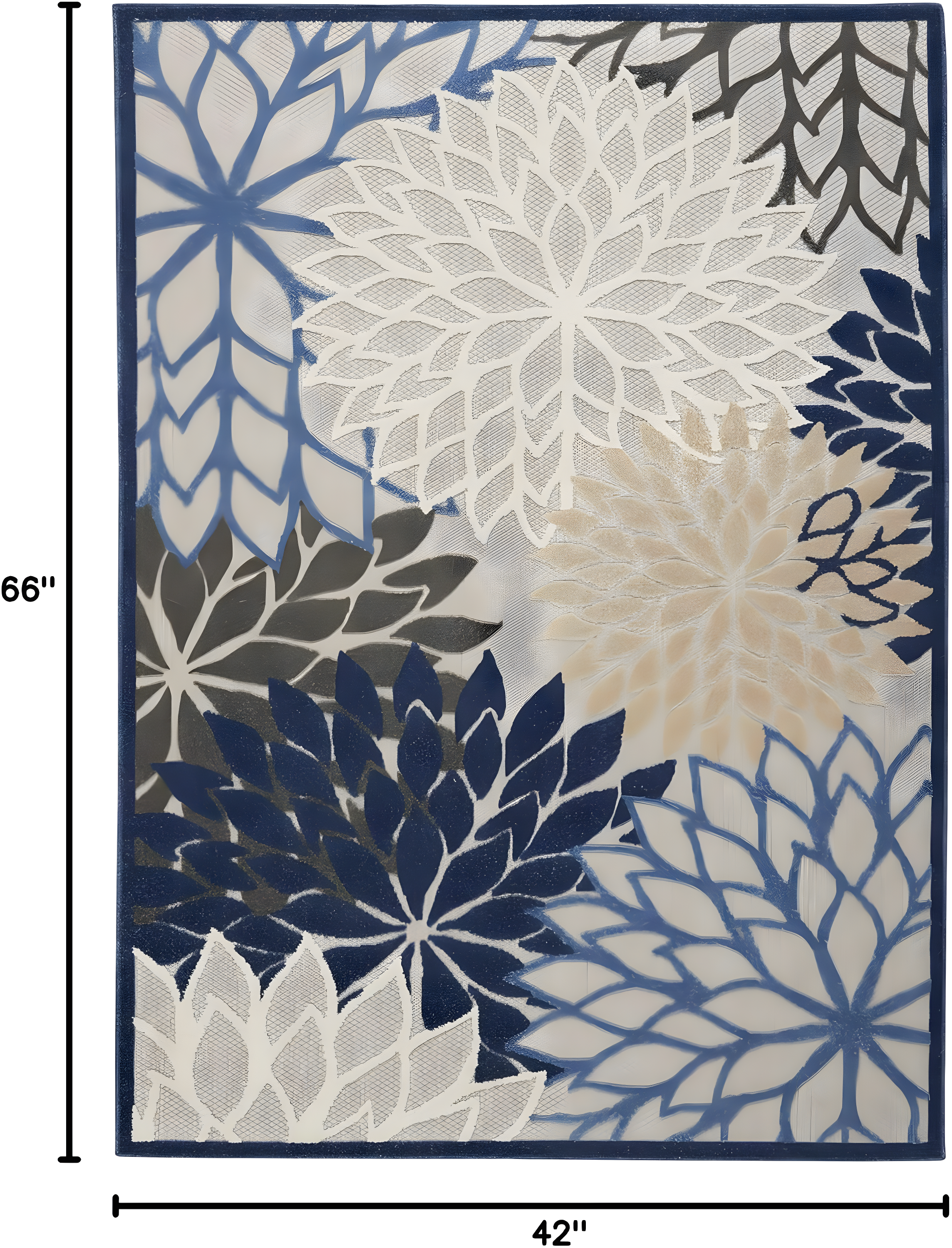 Nourison Aloha Floral Bloom Flatweave High-Low Indoor Outdoor Area Rug Blue/Multicolor 3'6" x 5'6"