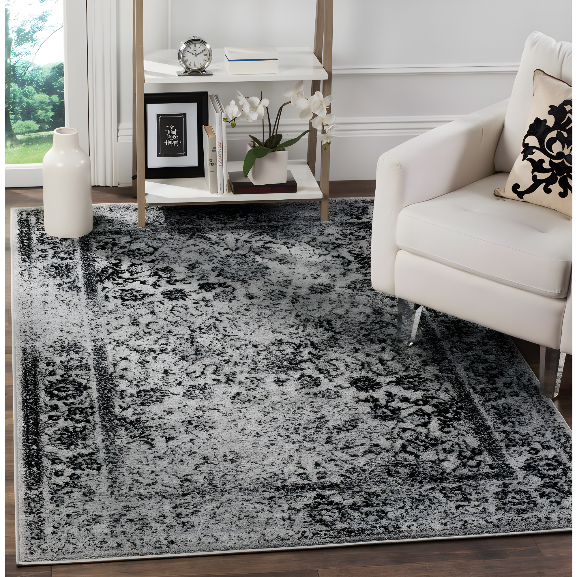 Adirondack ADR109 Machine Made Indoor Accent Rug - Grey/Black - 3'x5' - Safavieh