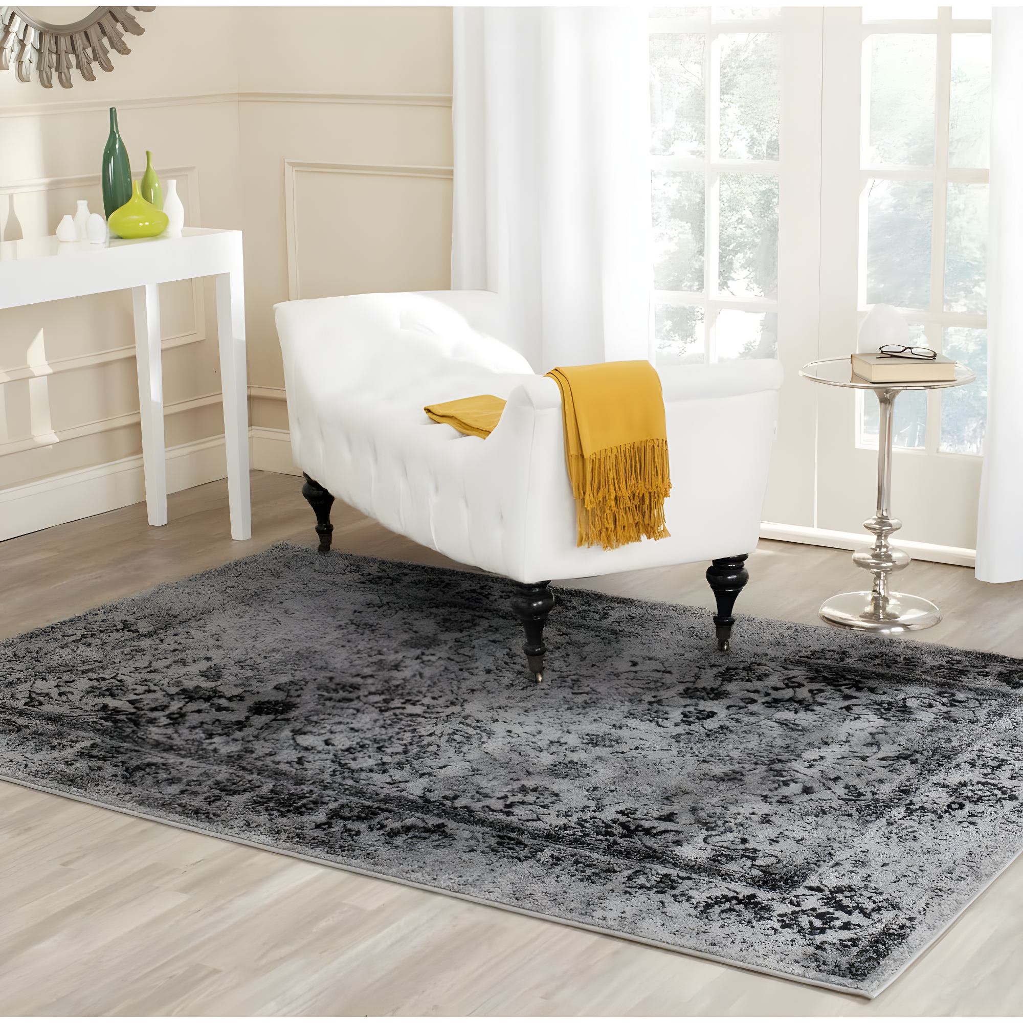 Adirondack ADR109 Machine Made Indoor Accent Rug - Grey/Black - 3'x5' - Safavieh