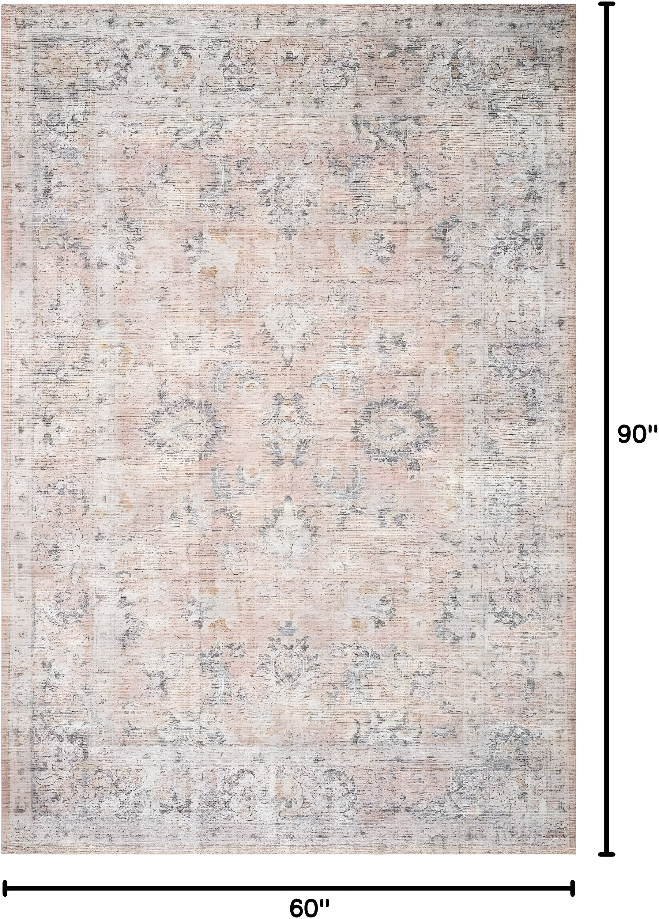Roze Rug - Blush and Grey / 5' x 7'6"