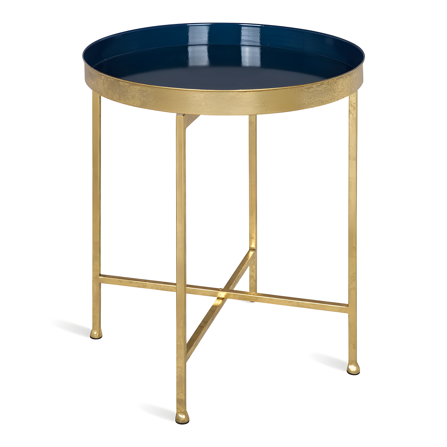 Kate and Laurel Celia Round Metal Side Table, 18.25x18.25x22, Navy Blue
