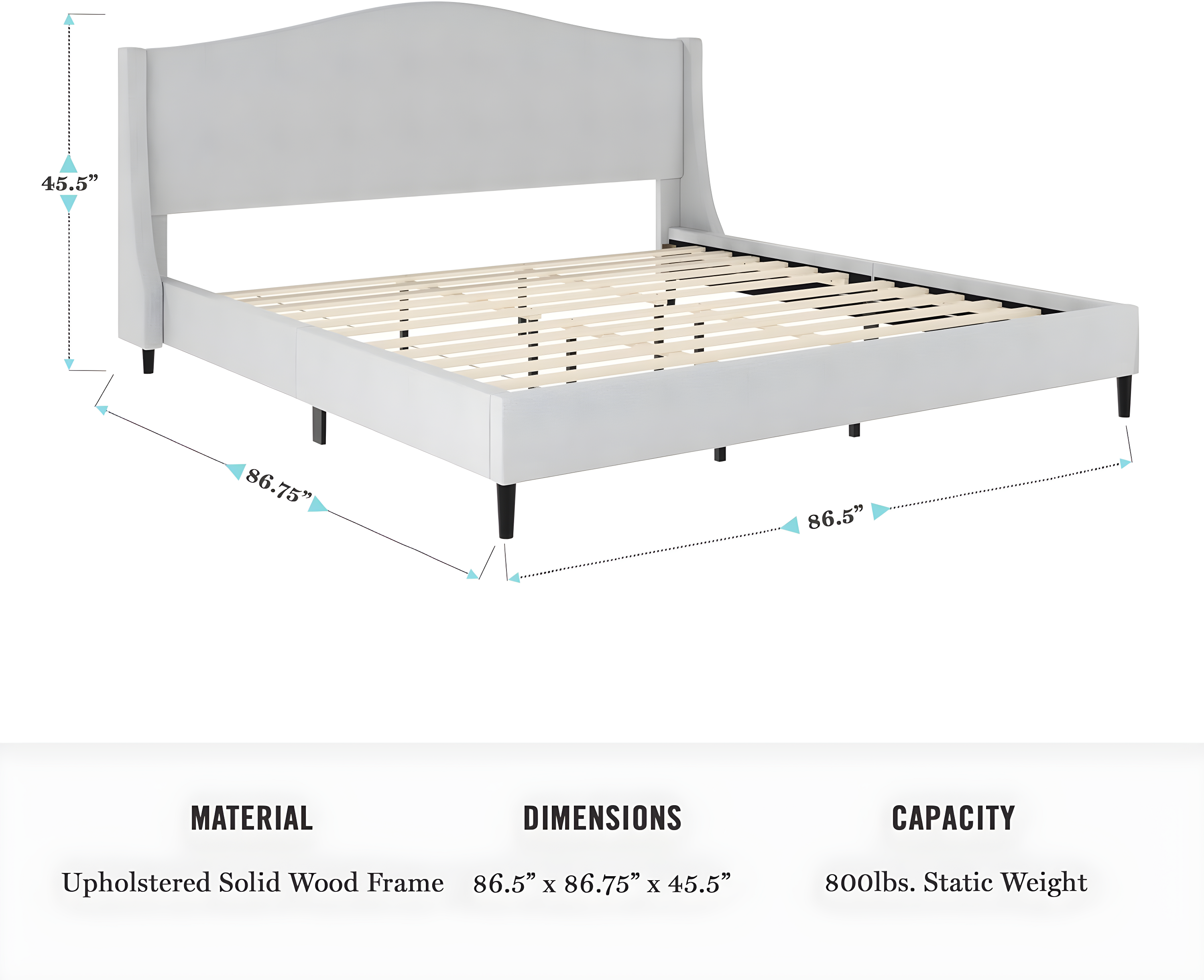 Martha Stewart Martha Stewart Amelia Upholstered Platform Bed With Curved Headboard