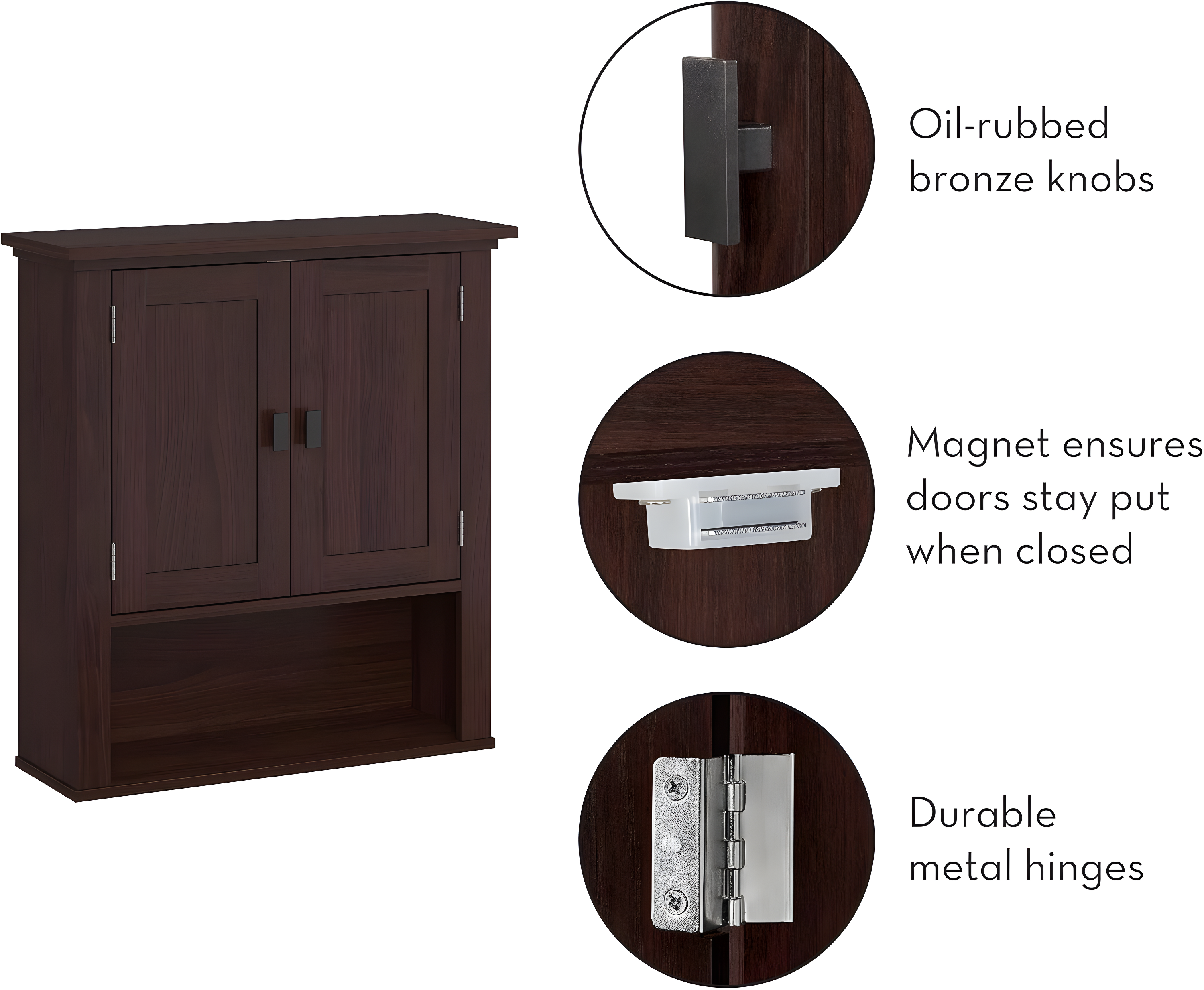 RiverRidge Hayward Two-Door Bathroom and Laundry Wall Mount Storage Medicine Cabinet with Fixed and Adjustable Shelf