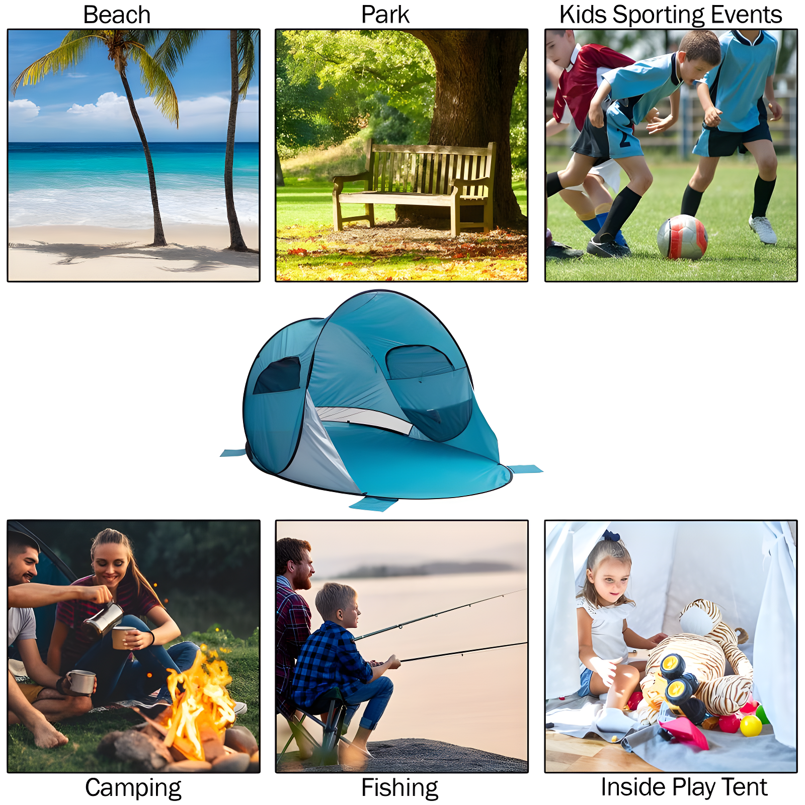 wakeman Wakeman UPF50+ Pop Up Beach Tent Sun Shelter, Blue