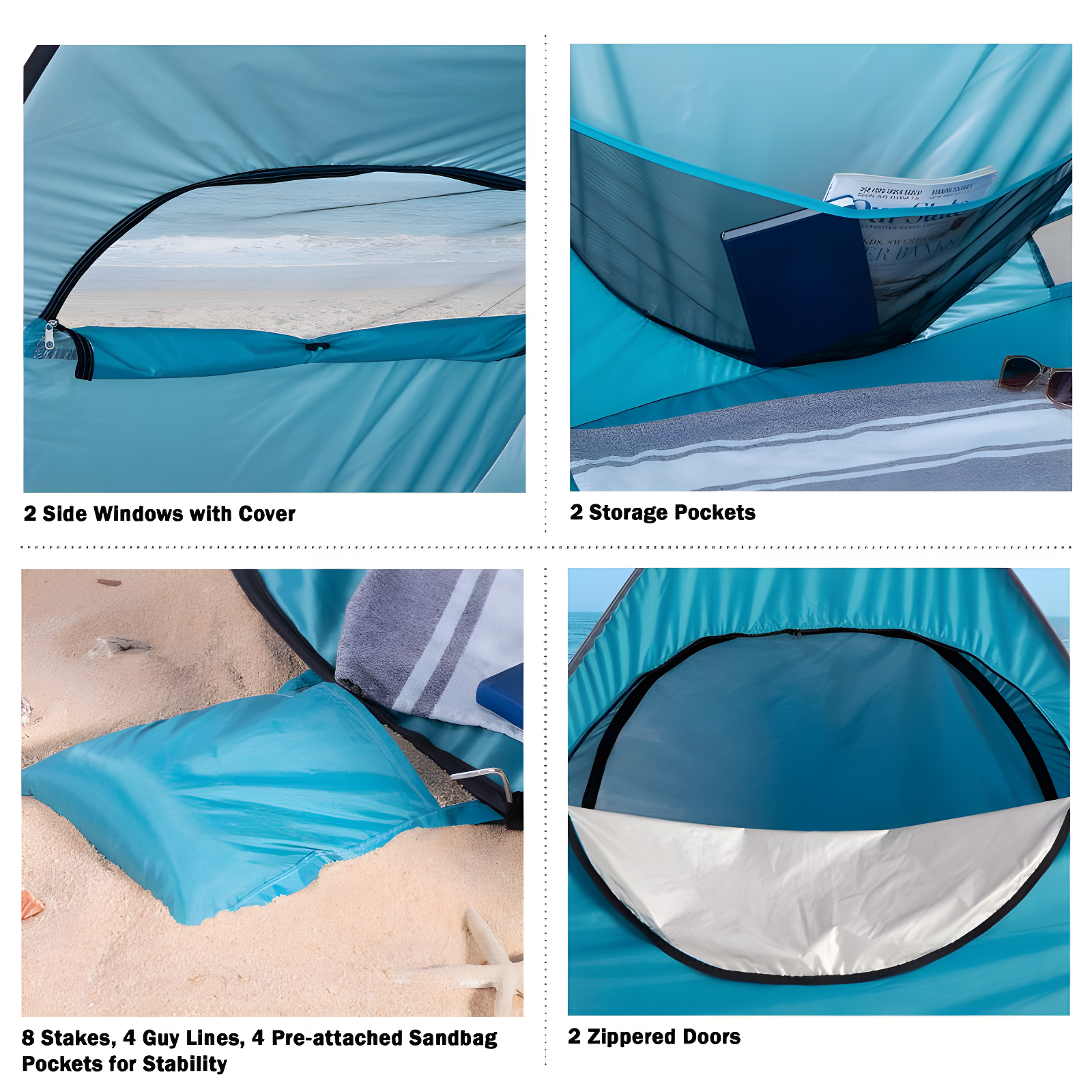 wakeman Wakeman UPF50+ Pop Up Beach Tent Sun Shelter, Blue