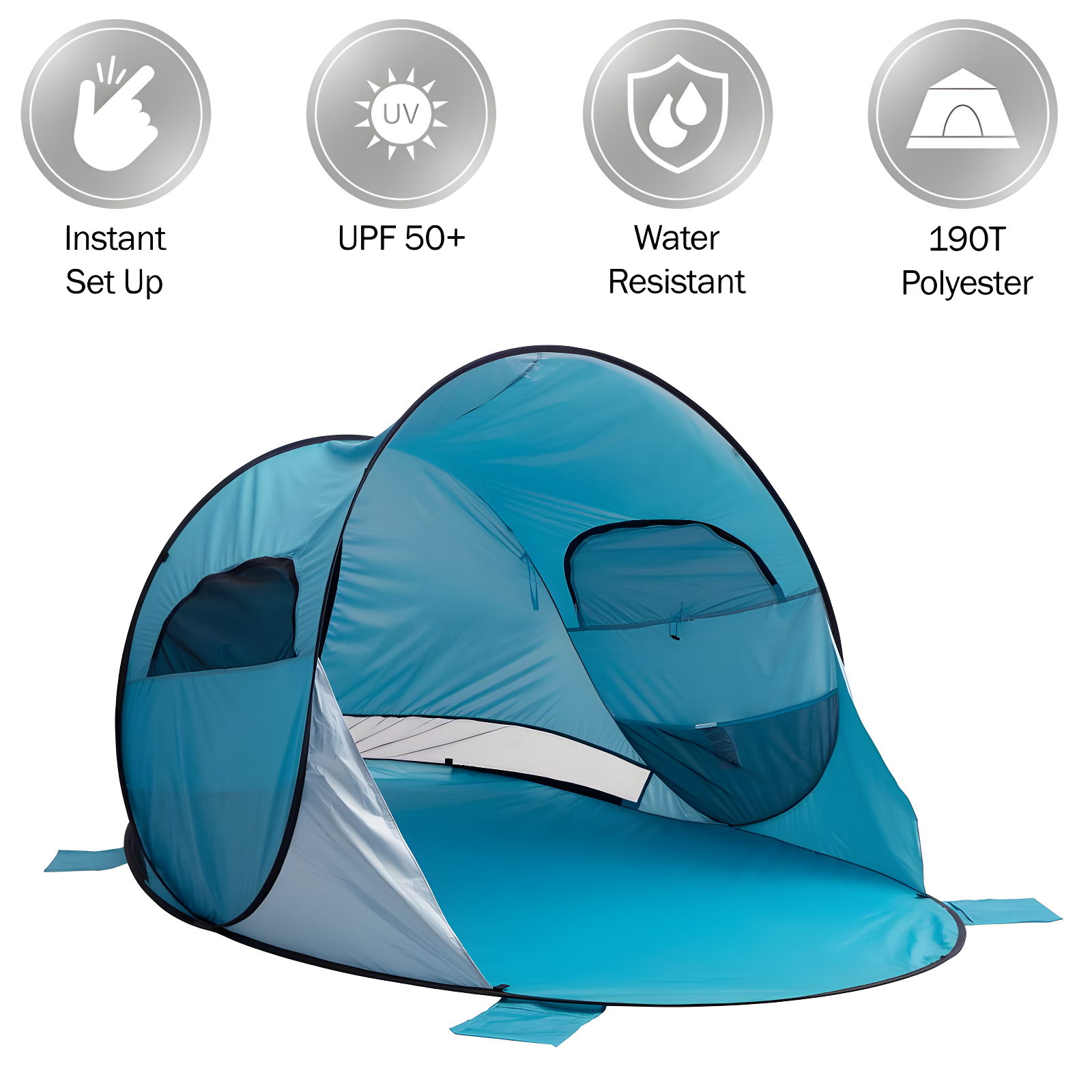wakeman Wakeman UPF50+ Pop Up Beach Tent Sun Shelter, Blue