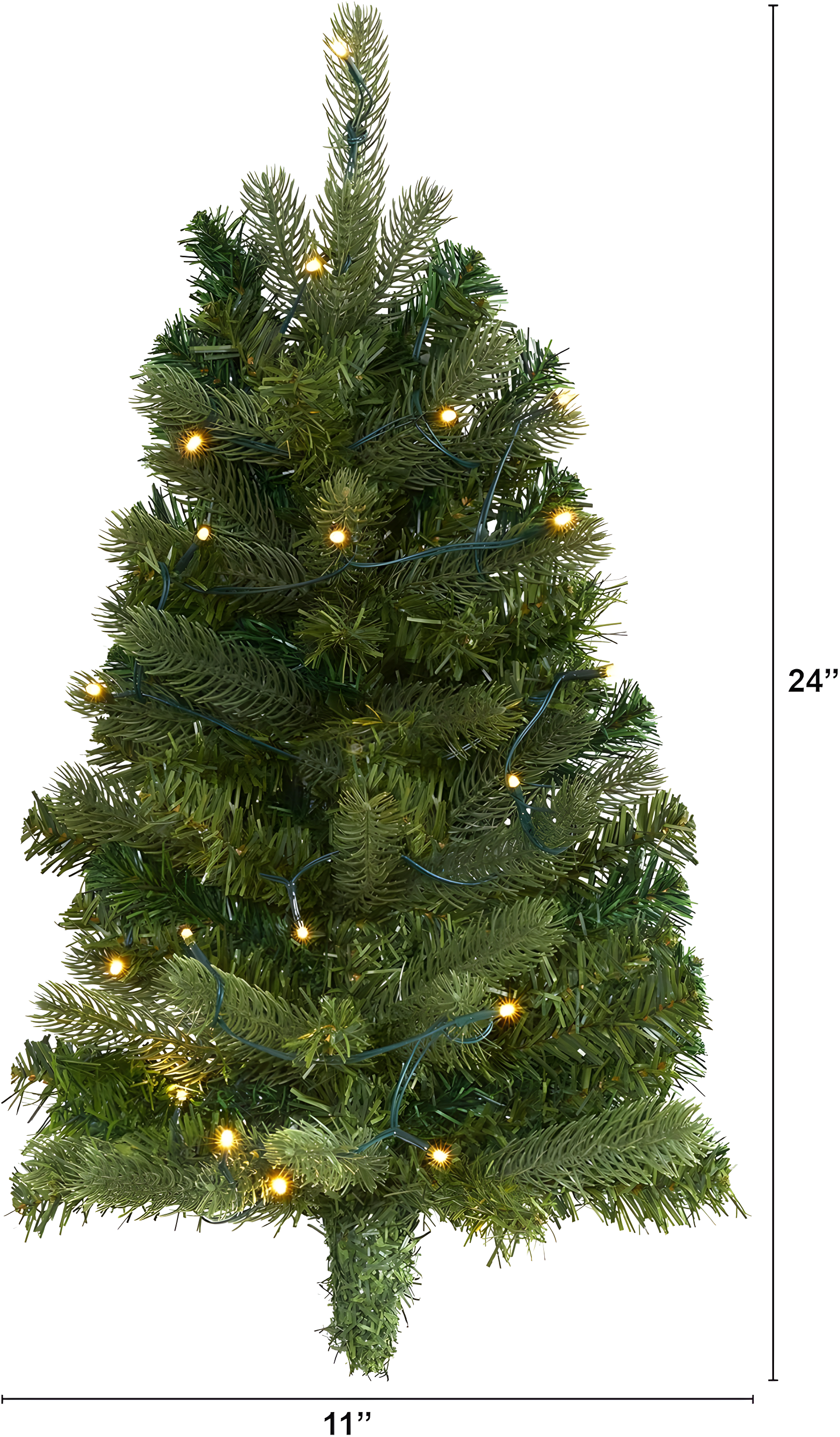 Nearly Natural 2-ft Flat Back Wall Hanging Artificial Christmas Tree with 20 Clear LED Lights