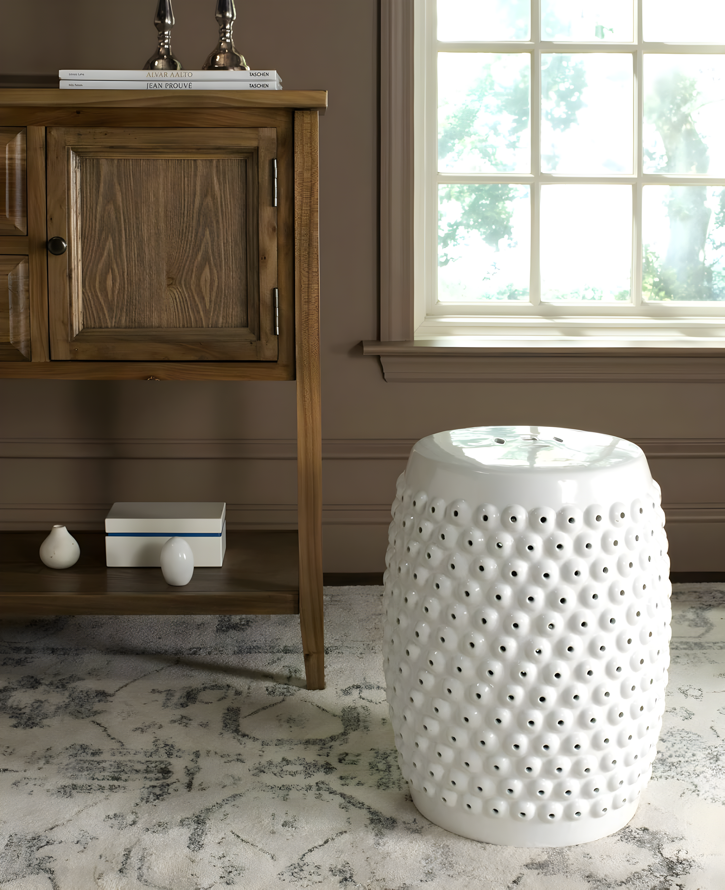 Stella Nailhead Garden Stool - Indoor/Outdoor - ACS4530 - Blue - Safavieh