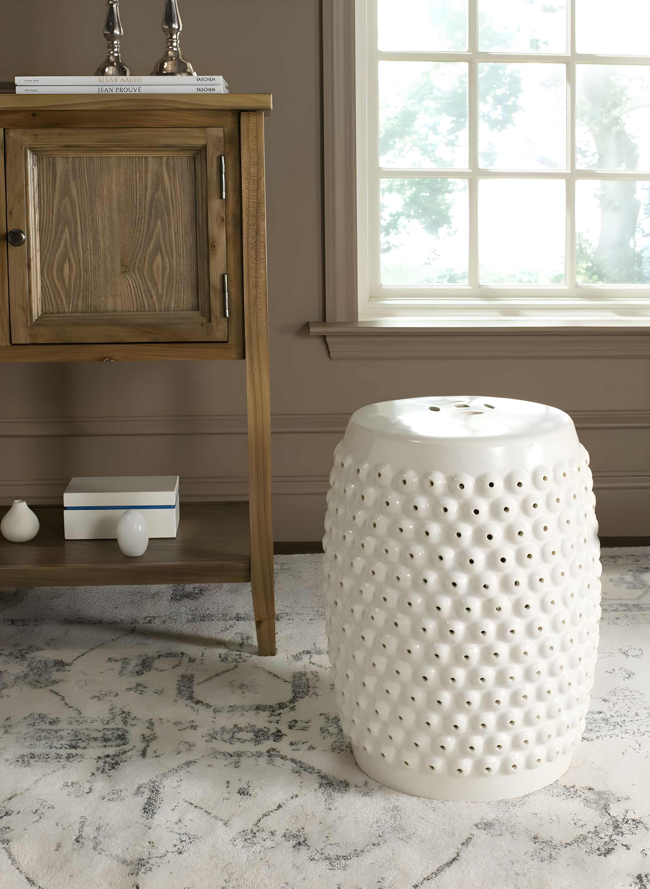 Stella Nailhead Garden Stool - Indoor/Outdoor - ACS4530 - Blue - Safavieh