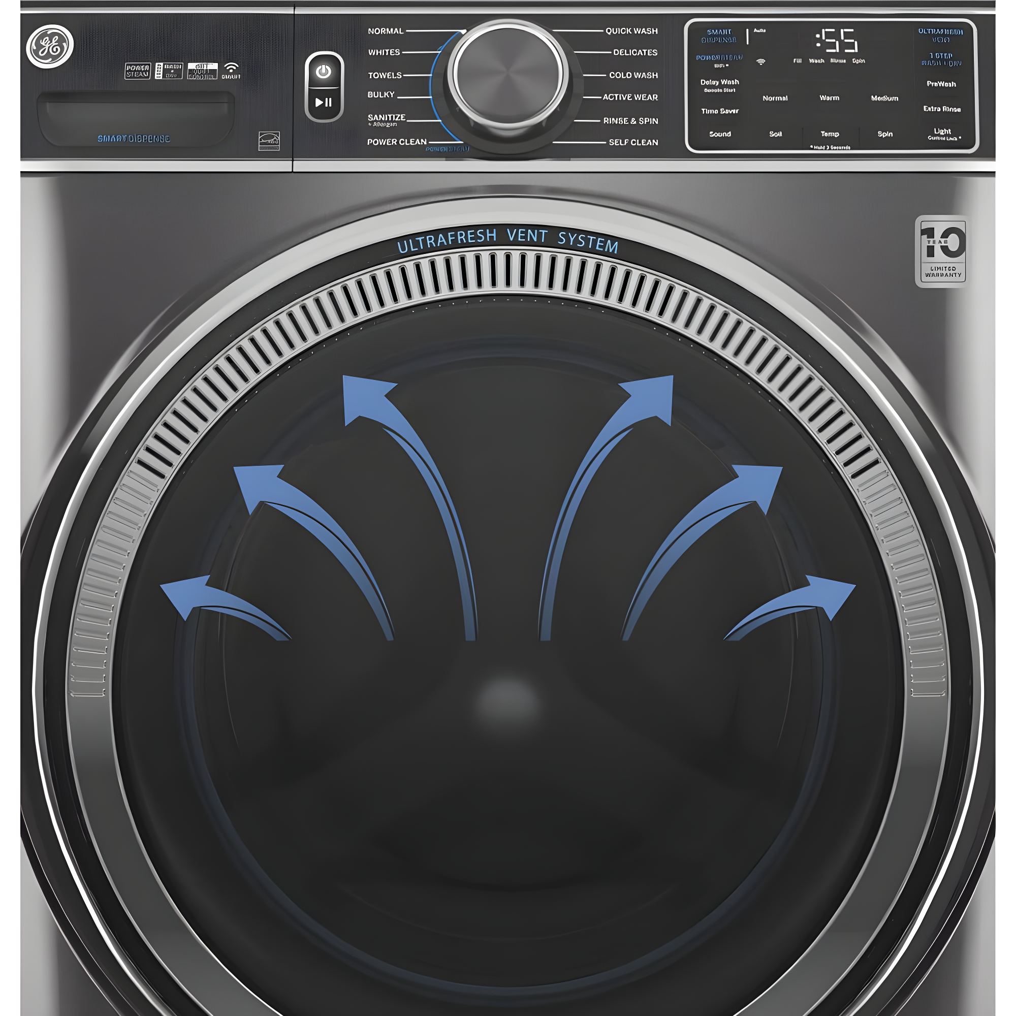 GE Appliances 5 Cubic Feet Energy Star Front Load Washer with Steam Wash