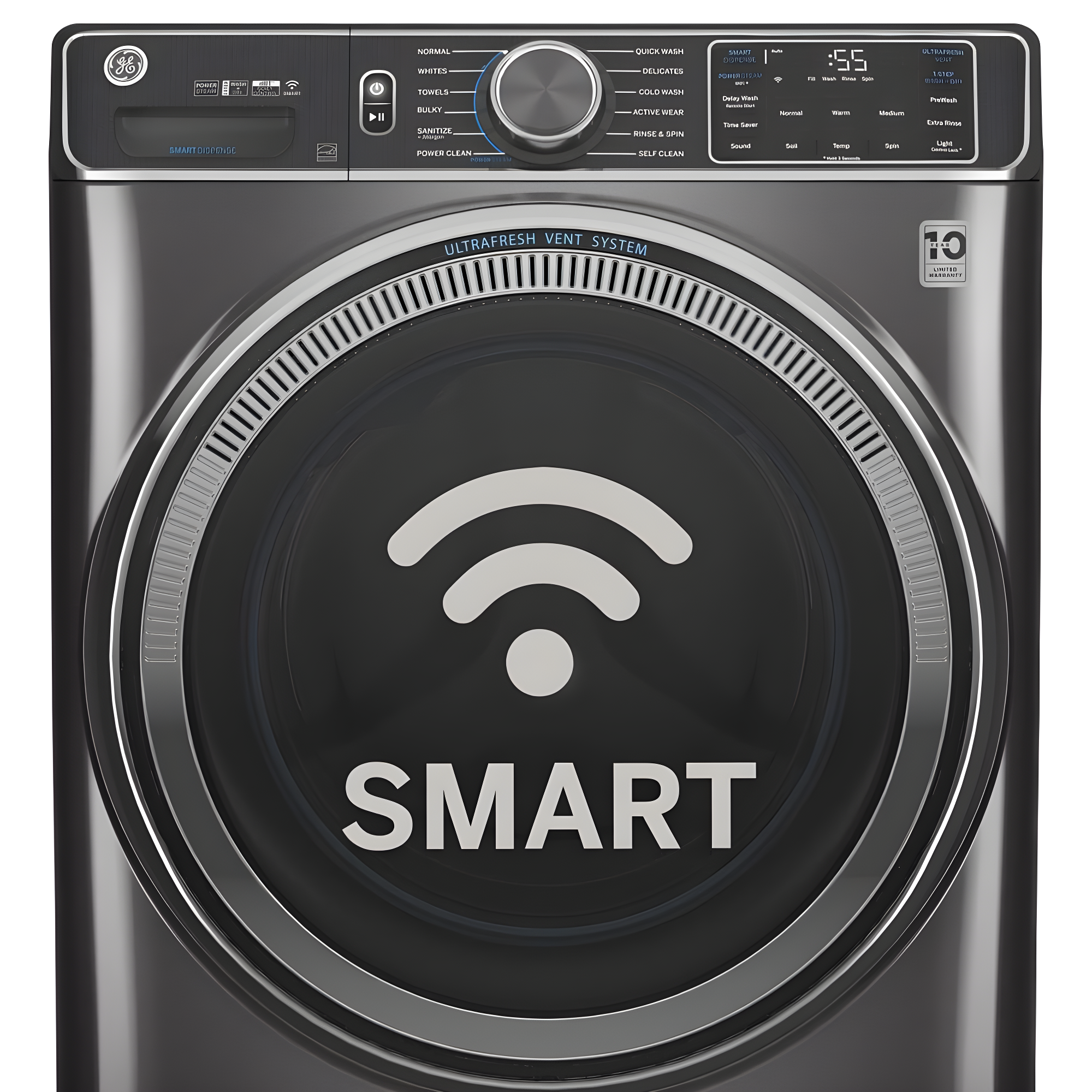 GE Appliances 5 Cubic Feet Energy Star Front Load Washer with Steam Wash