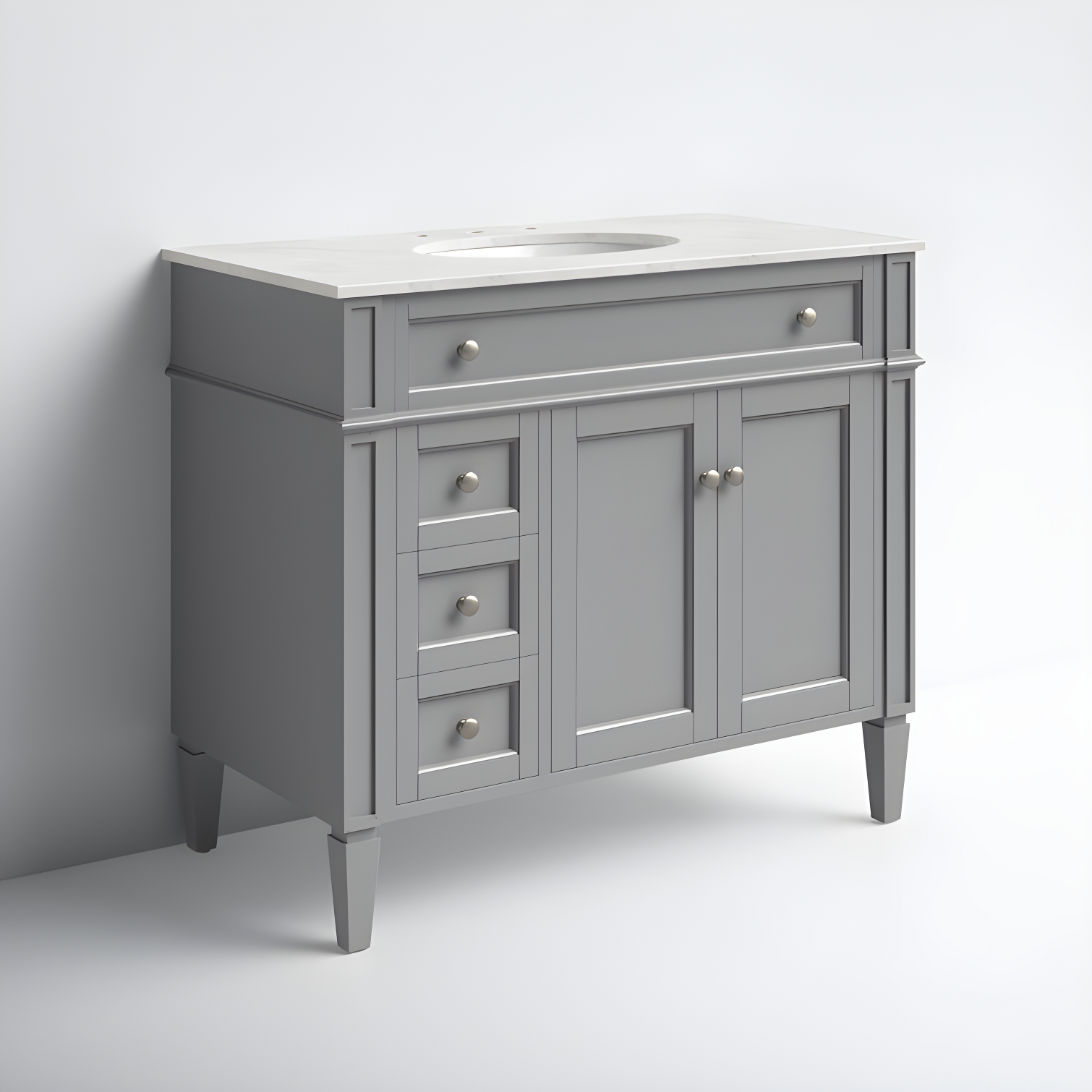Rukie 40" Free-Standing Single Bathroom Vanity Set with Marble Vanity Top