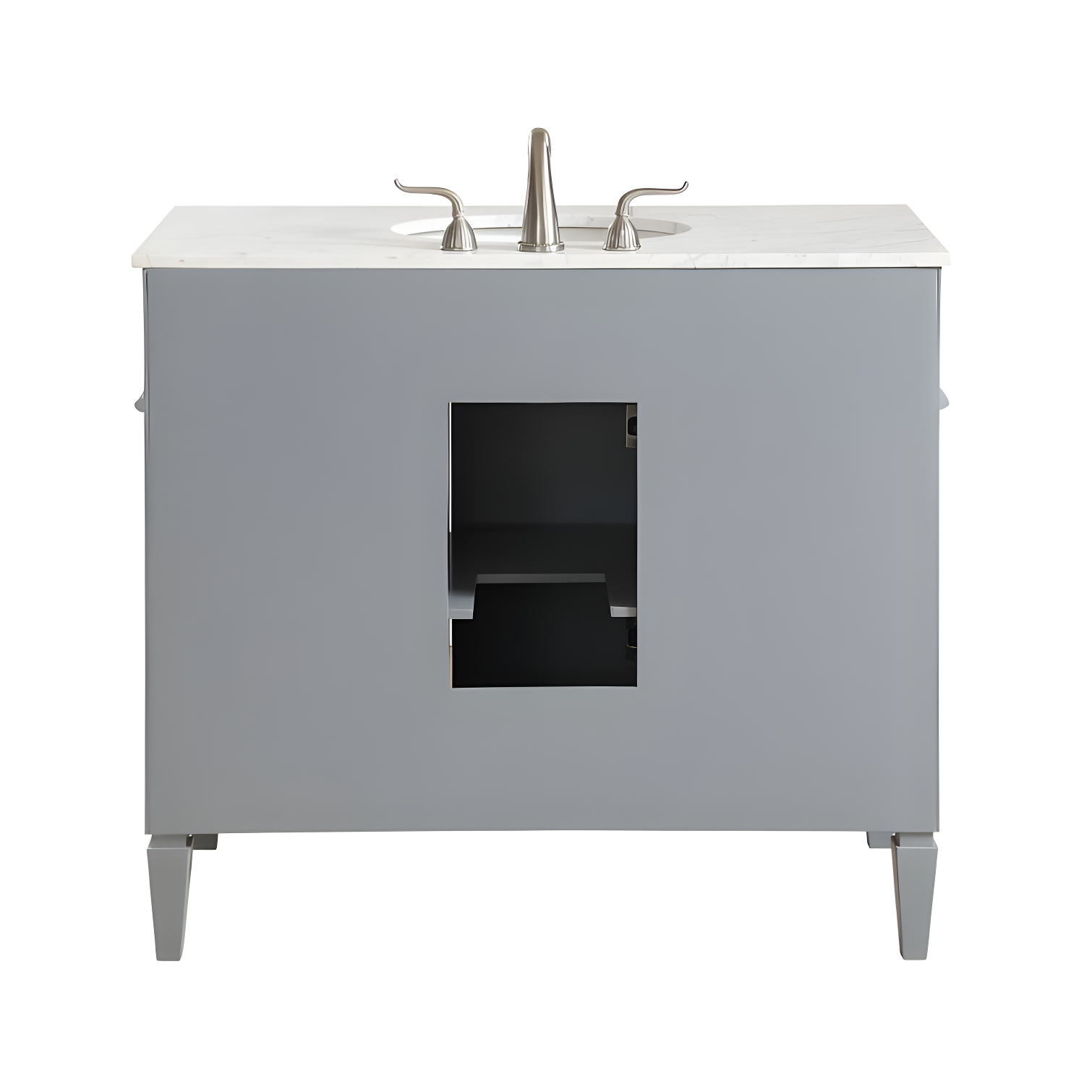 Rukie 40" Free-Standing Single Bathroom Vanity Set with Marble Vanity Top