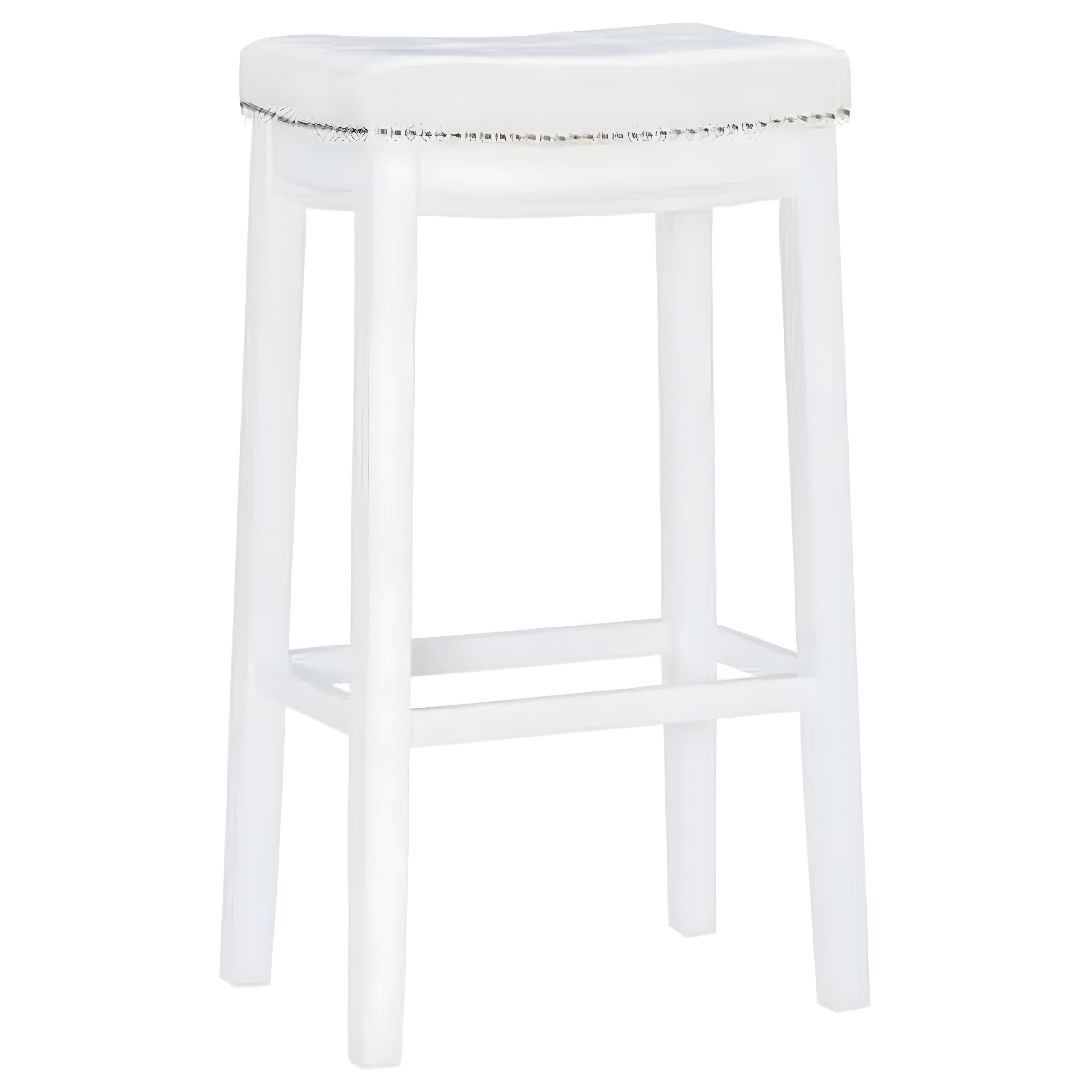 Linon Claridge Backless Faux Leather Nailhead Saddle Barstool Black/White: Upholstered, Rubberwood Legs, Footrest