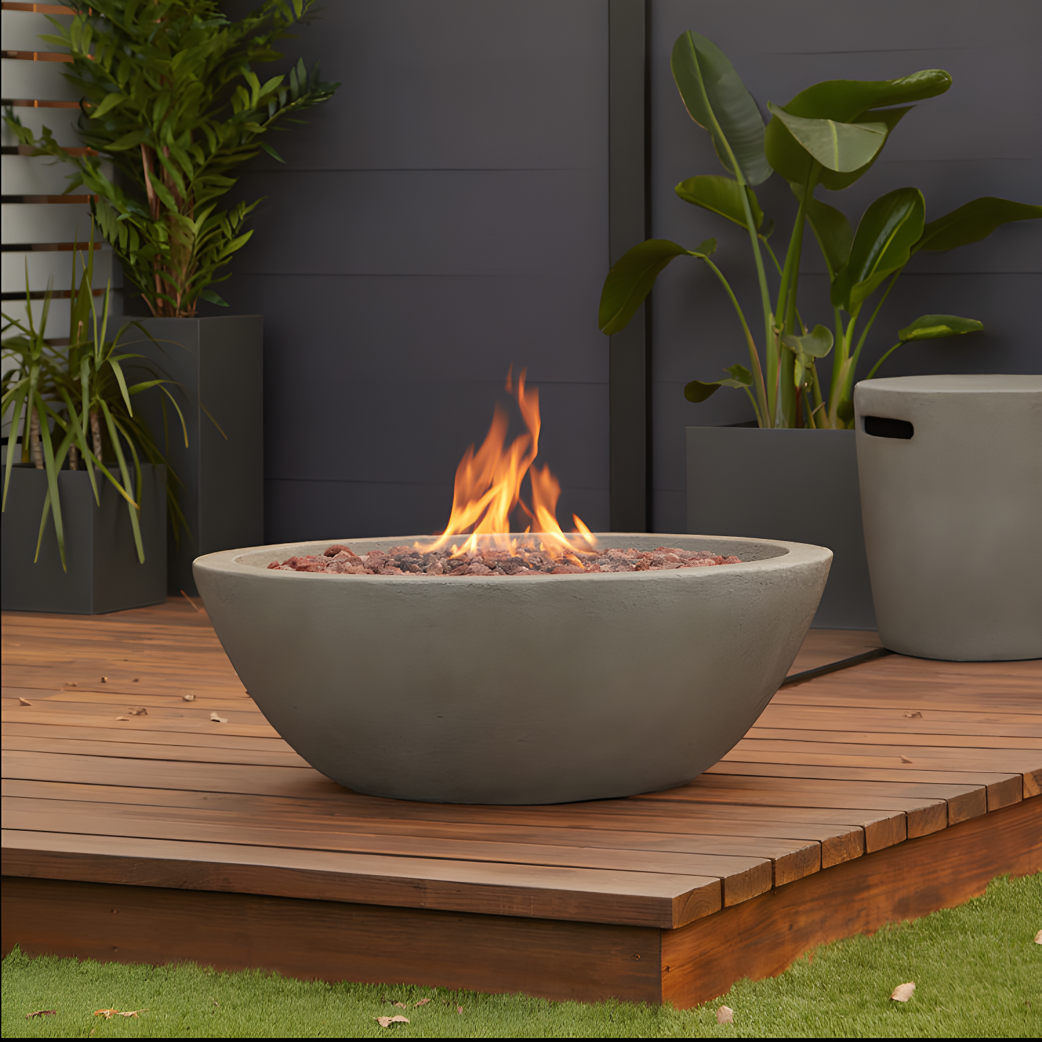 Fernanda Fire Bowl - Gray / Round