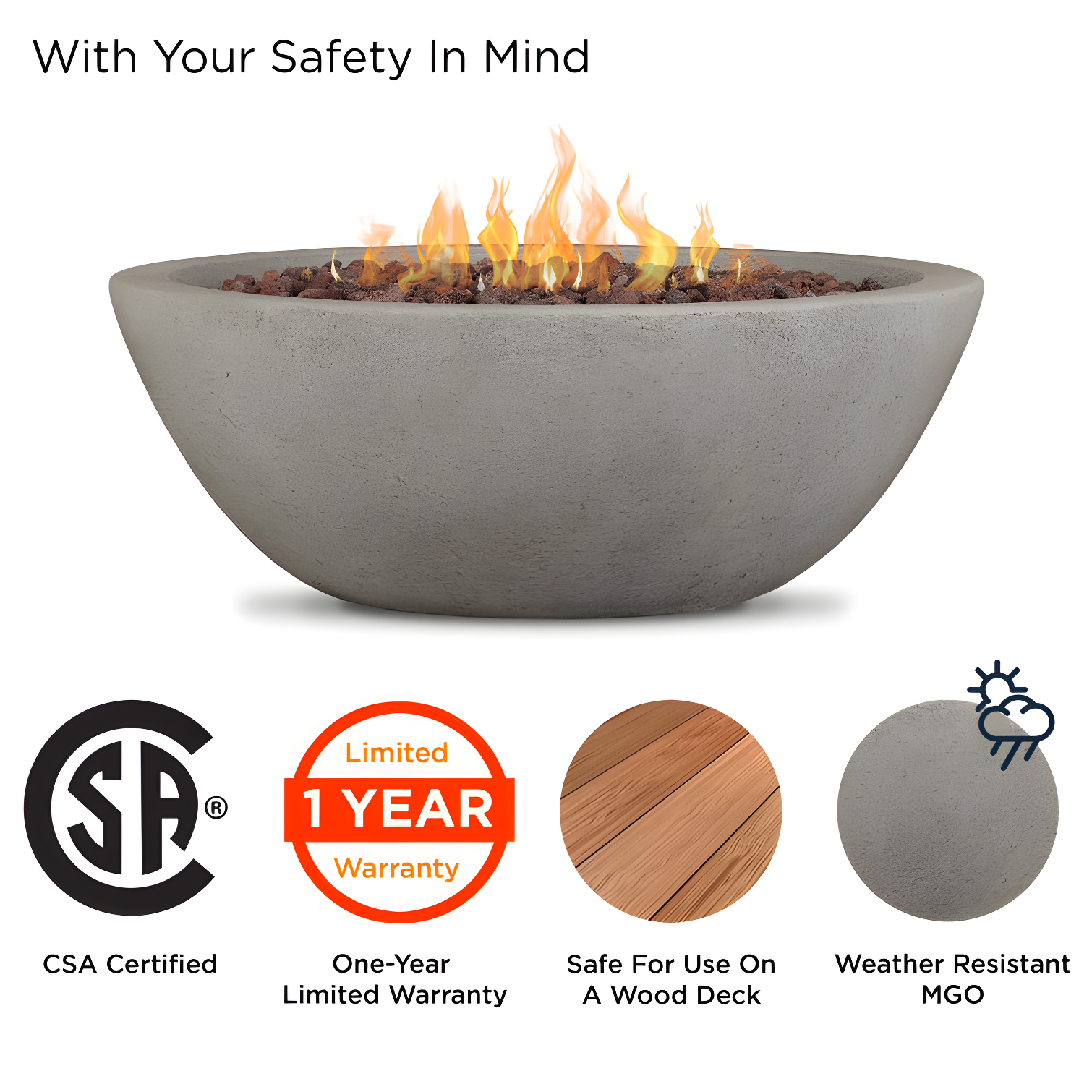 Fernanda Fire Bowl - Gray / Round
