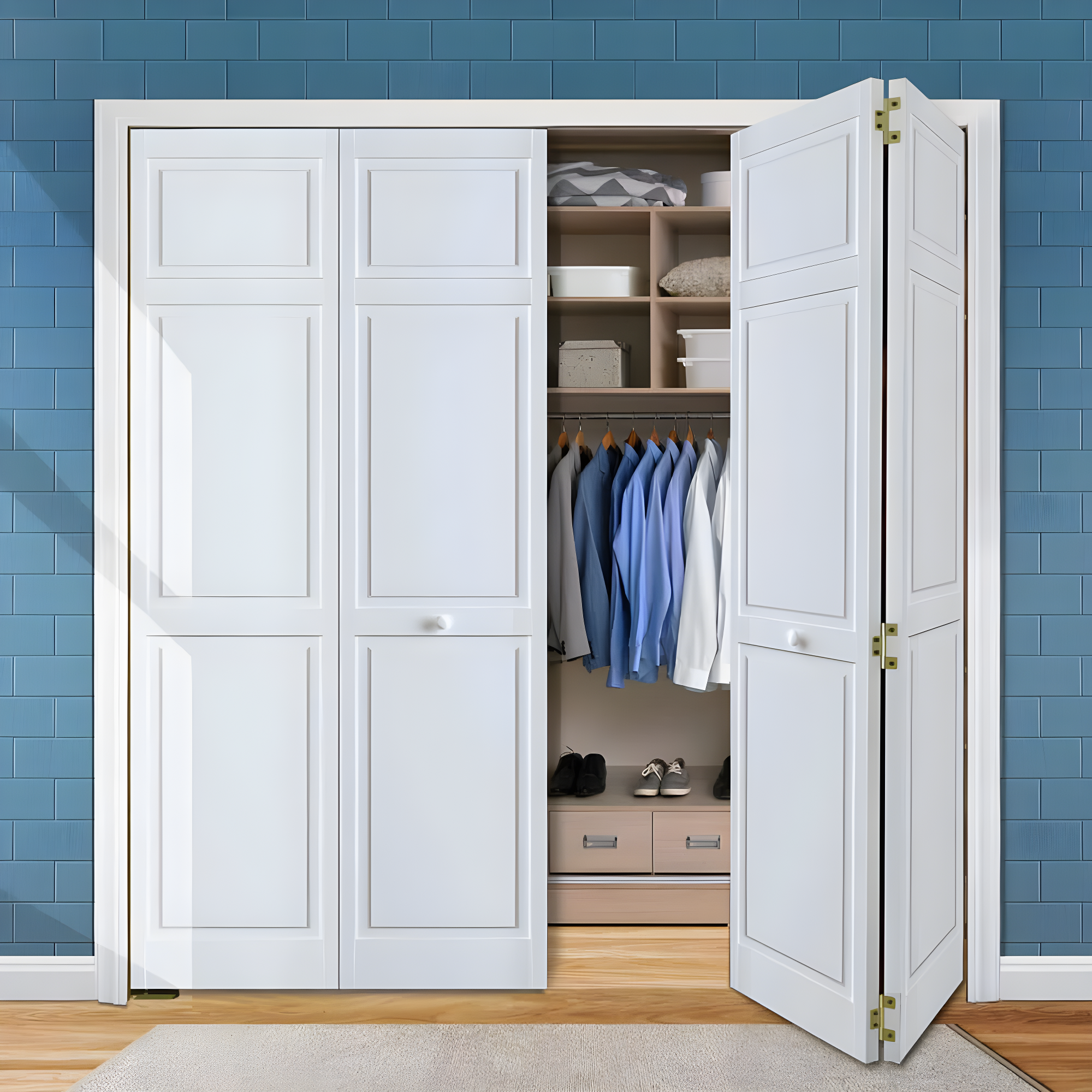 Kimberly Bay Paneled Wood Primed Bi-Fold Door