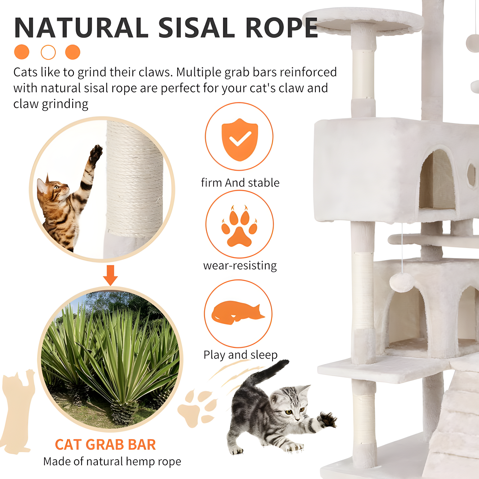 Multi-Level Cat Tree Tower Furniture Activity Center With Scratching Posts, Toys And Condo For Indoor Kittens
