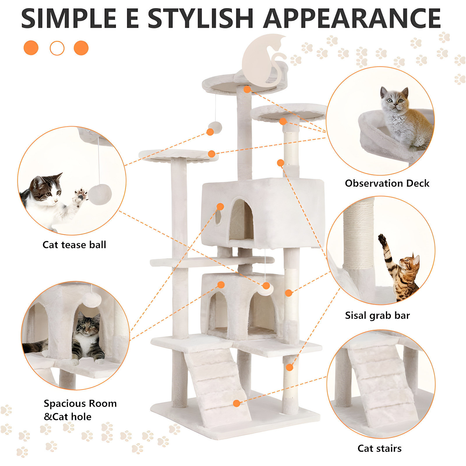 Multi-Level Cat Tree Tower Furniture Activity Center With Scratching Posts, Toys And Condo For Indoor Kittens