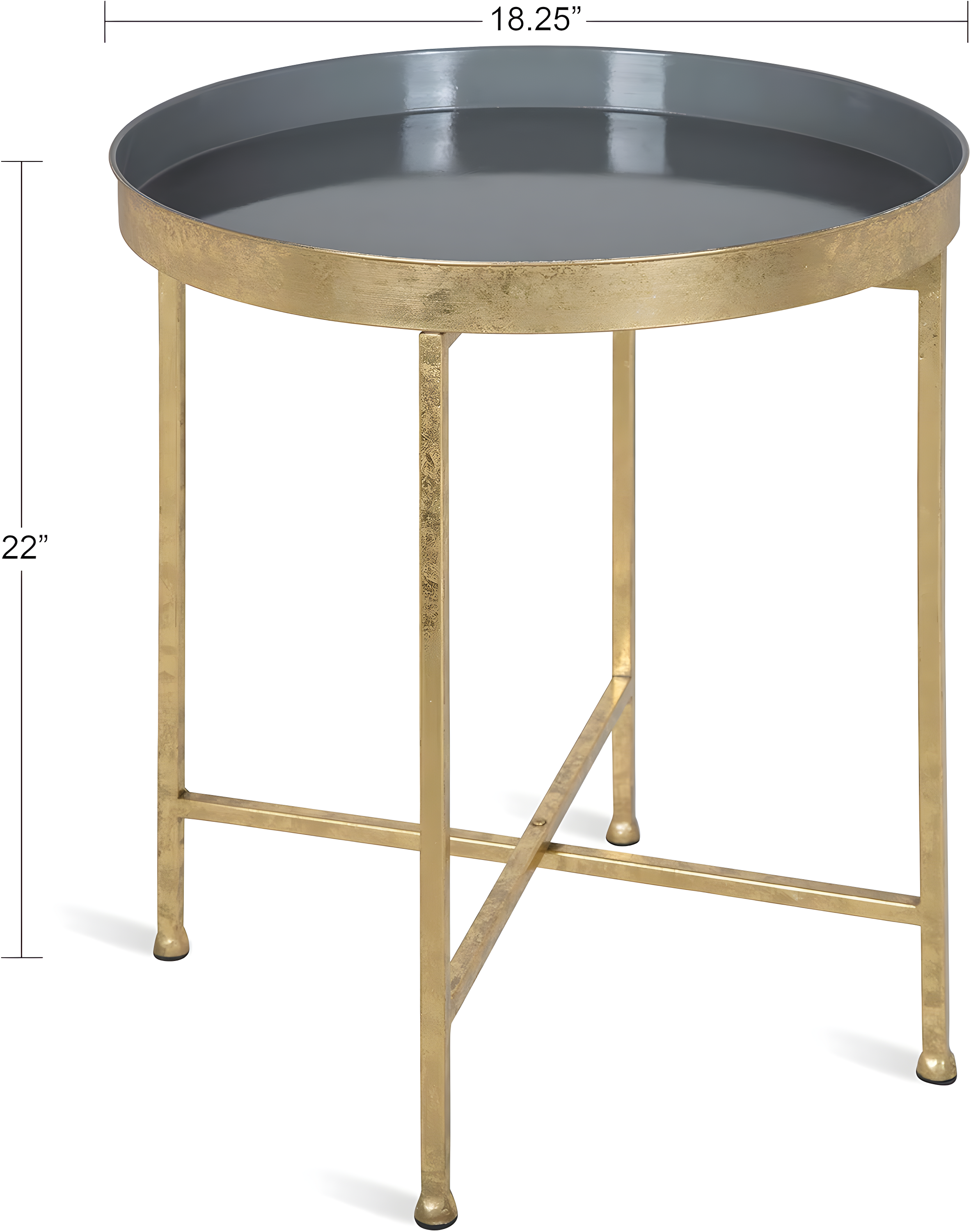 Kate and Laurel Celia Round Metal Side Table, 18.25x18.25x22, Gold and Gray