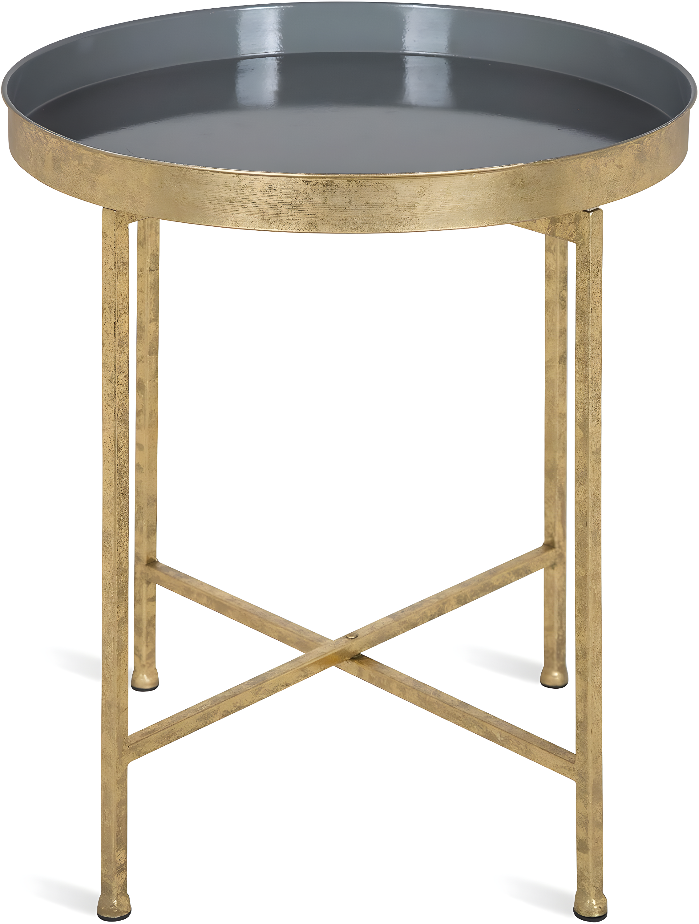 Kate and Laurel Celia Round Metal Side Table, 18.25x18.25x22, Gold and Gray