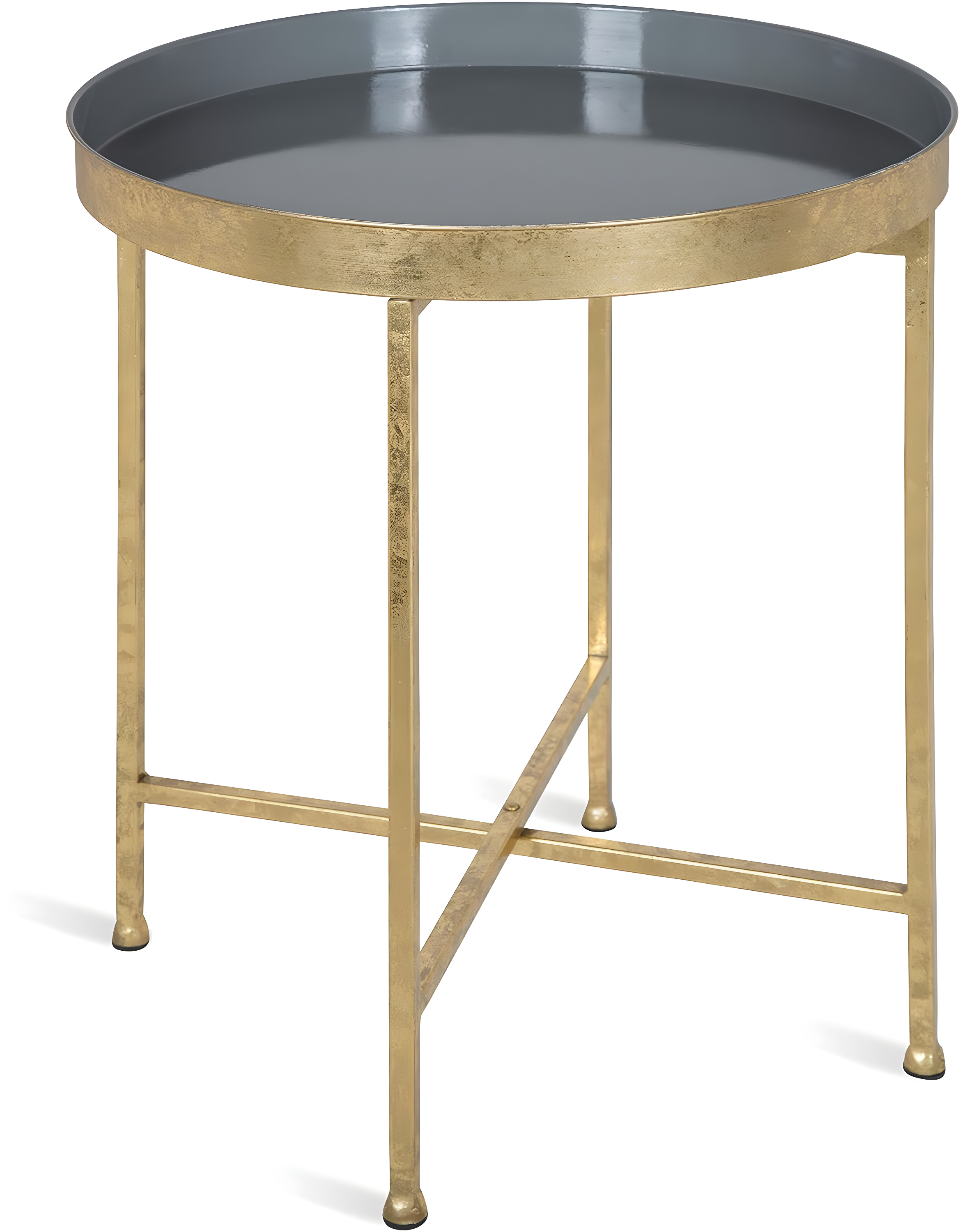 Kate and Laurel Celia Round Metal Side Table, 18.25x18.25x22, Gold and Gray