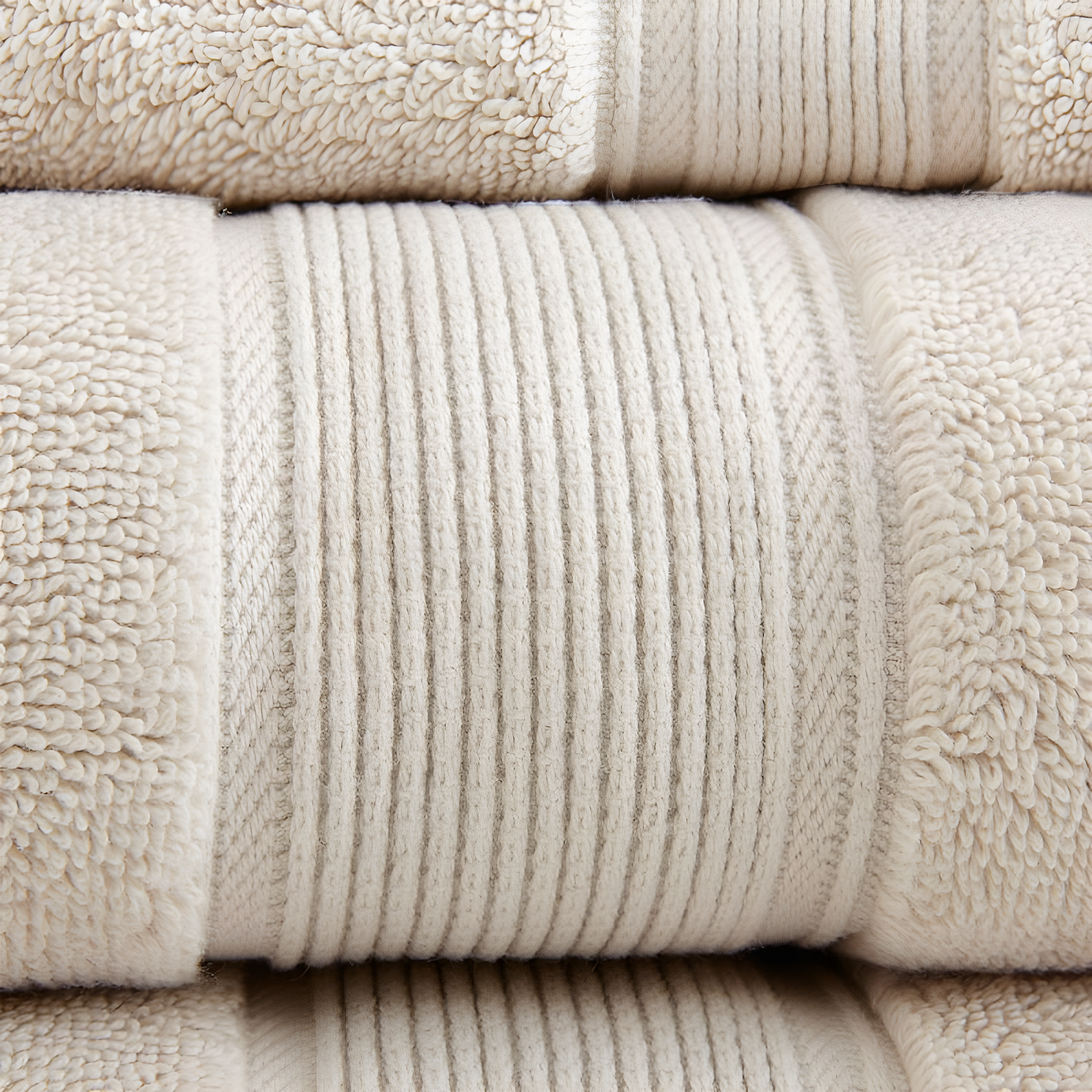 8pc Cotton Bath Towel Set Natural: Madison Park, Heavyweight Terry, OEKO-TEX Certified