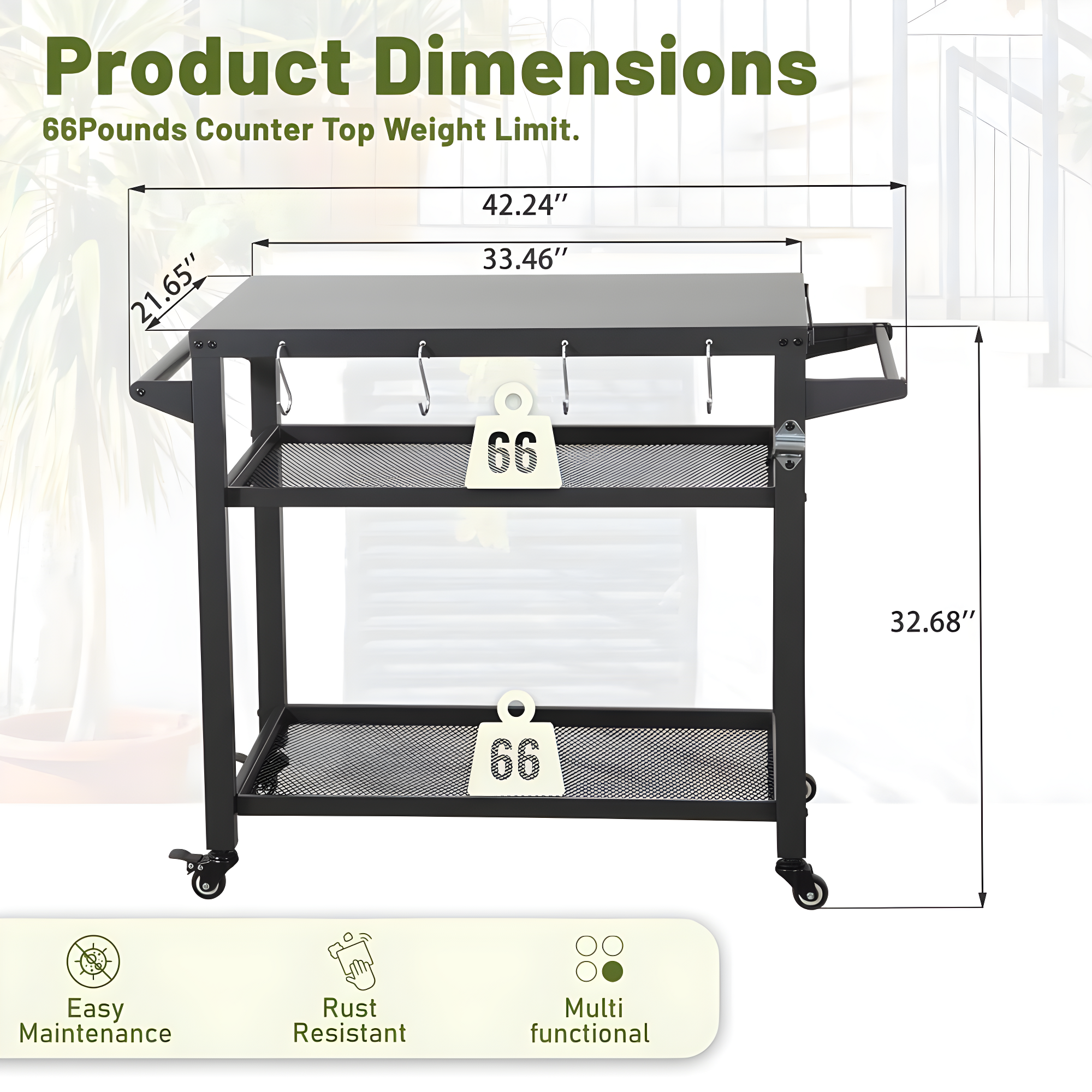 GZMWON 3-Shelf Outdoor Grill Table, Grill Cart Outdoor With Wheels, Pizza Oven Table And Food Prep Table, Blackstone Table Grill Stand  Blackstone Griddle  Outside BBQ