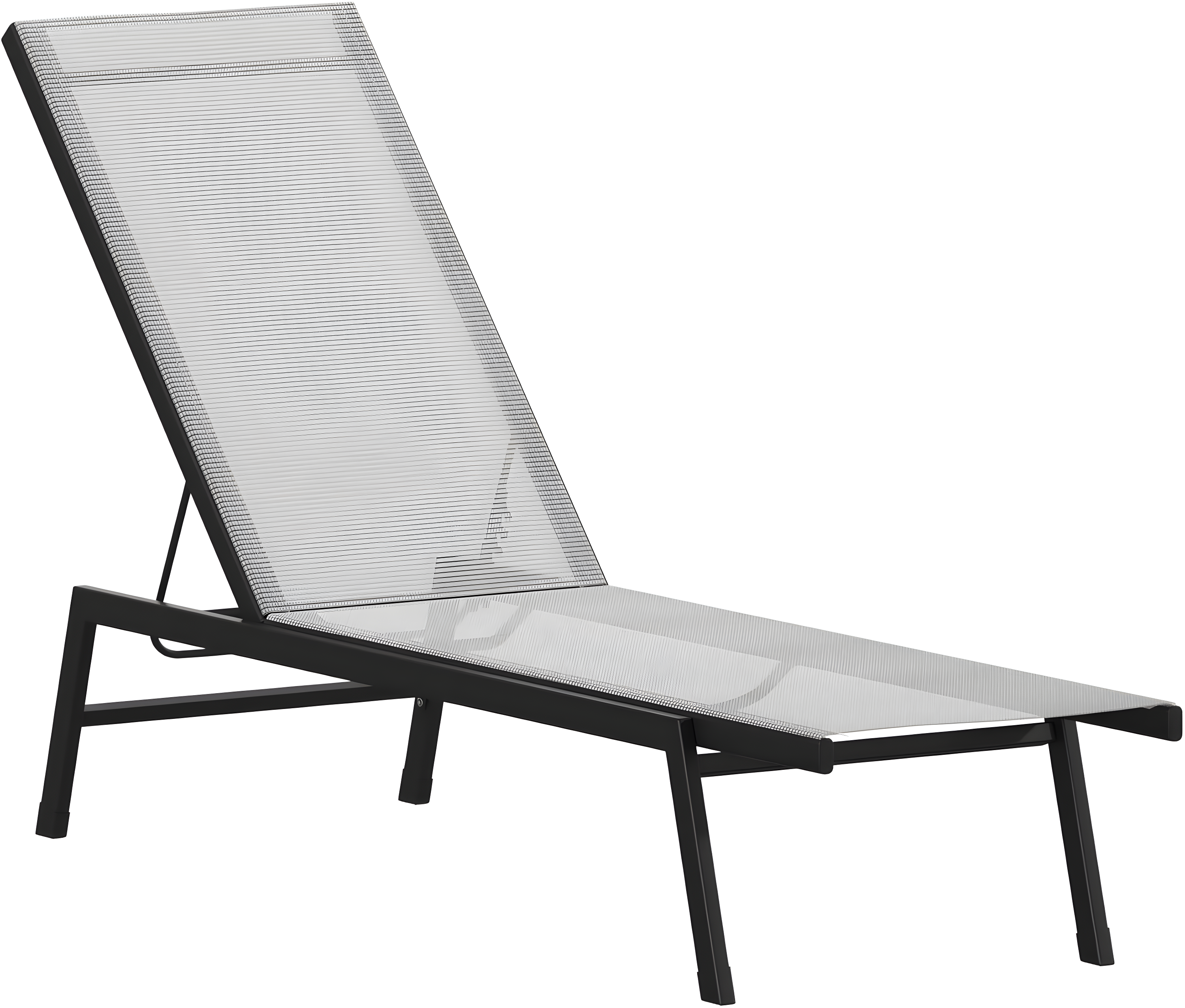 Flash Furniture Brazos Adjustable Chaise Lounge Chair, Outdoor Five-Position Recliner, All Weather, Black/Gray