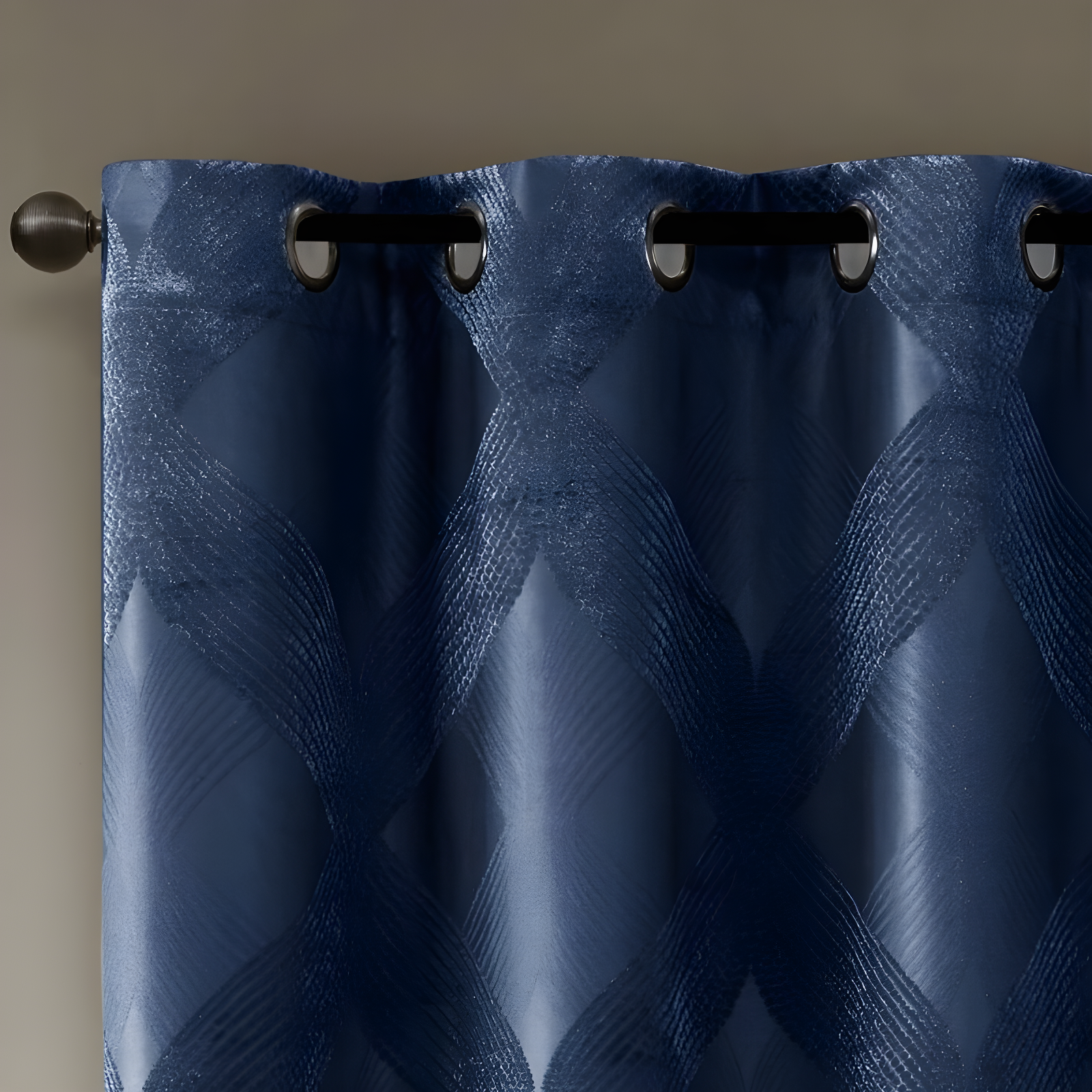 Madison Park Bentley Ogee Knitted Jacquard Geometric Total Blackout Single Curtain Panel