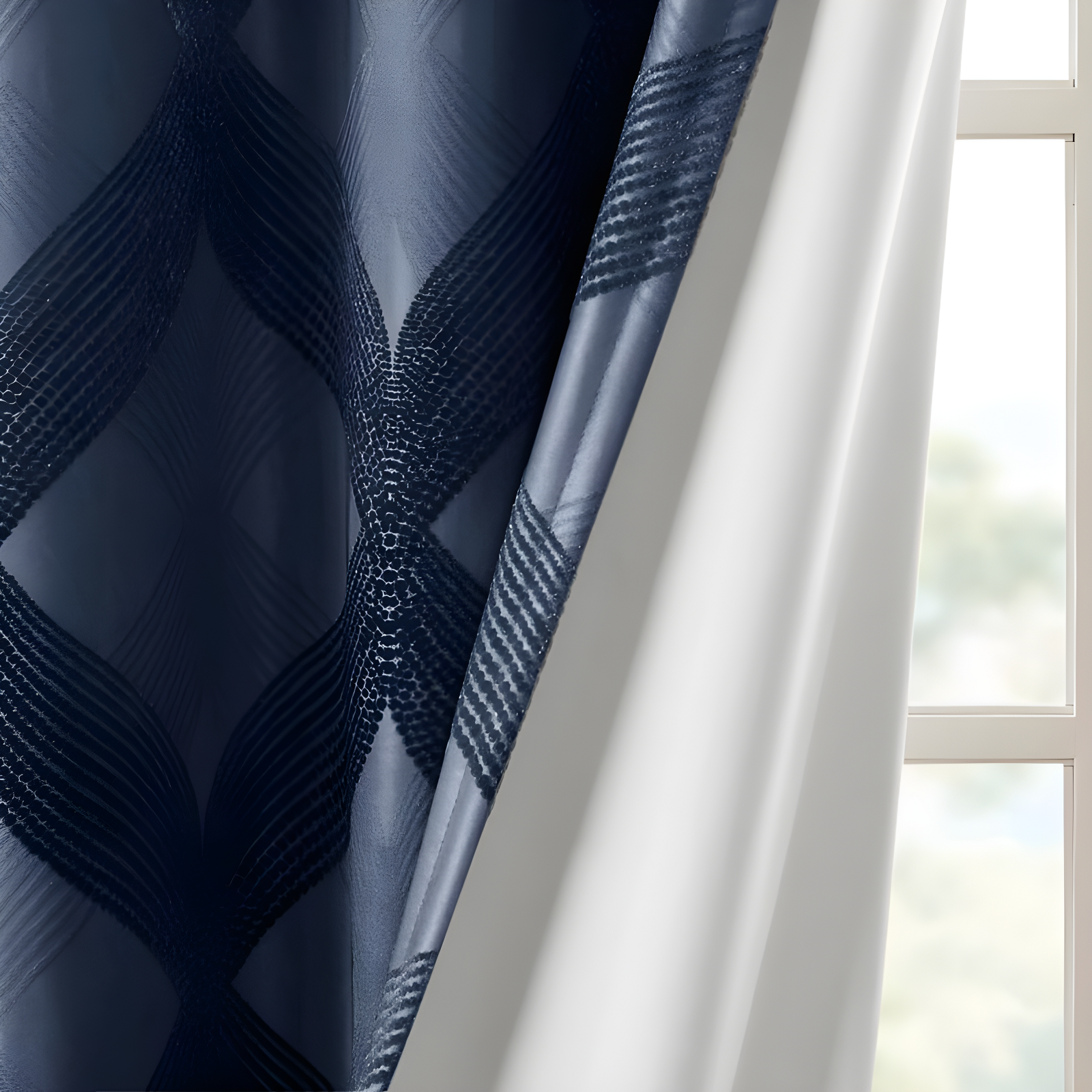 Madison Park Bentley Ogee Knitted Jacquard Geometric Total Blackout Single Curtain Panel