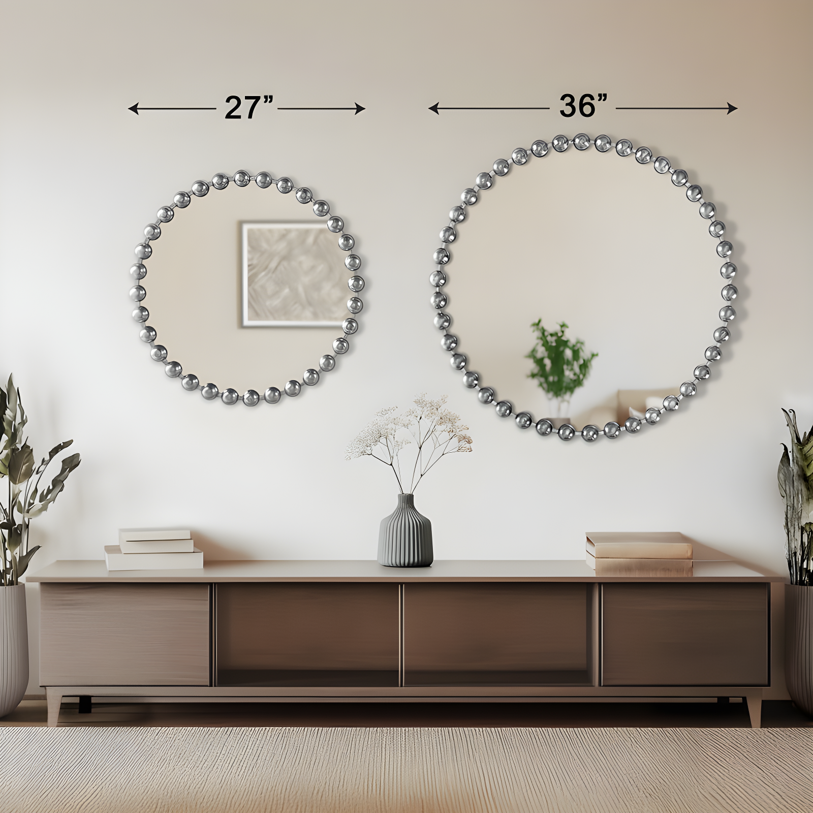 Marlowe Beaded Round Metal Wall Mirror