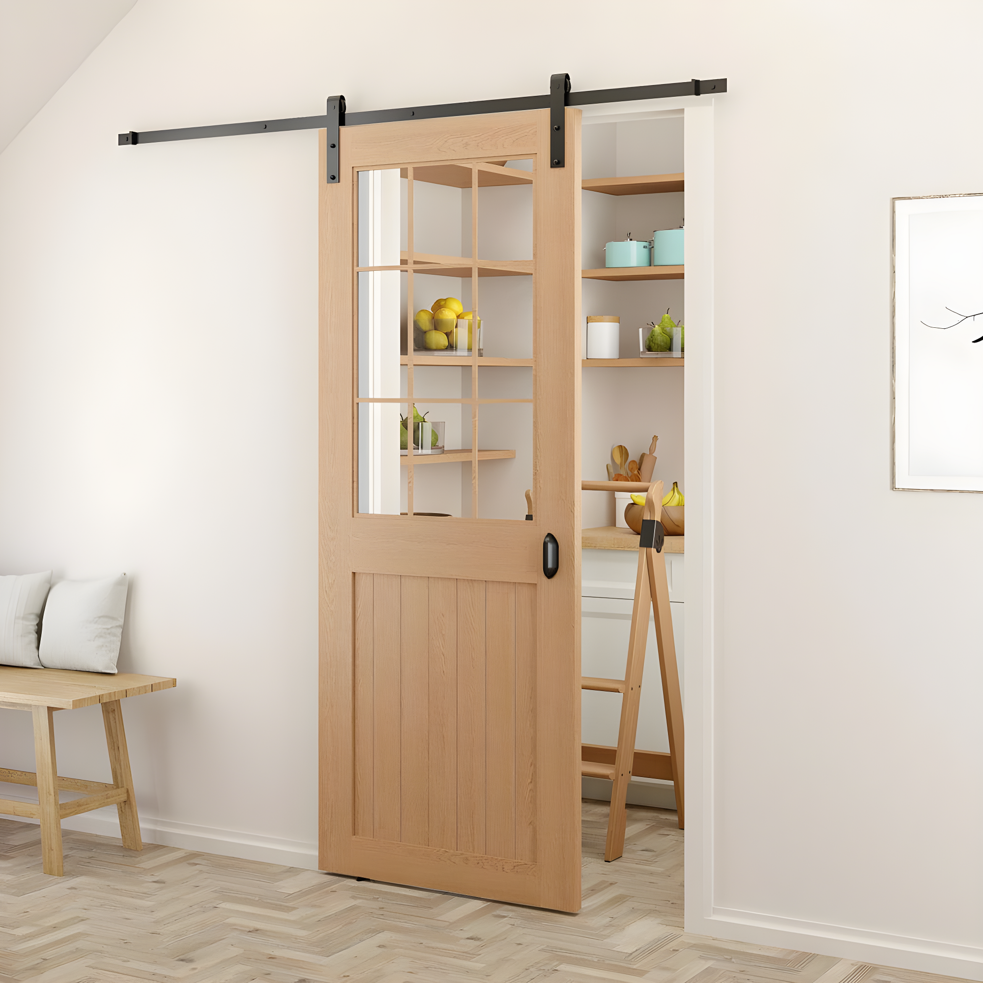 Quiet Glide Soft Close Standard Single Barn Door Hardware Kit (Door Not Included)