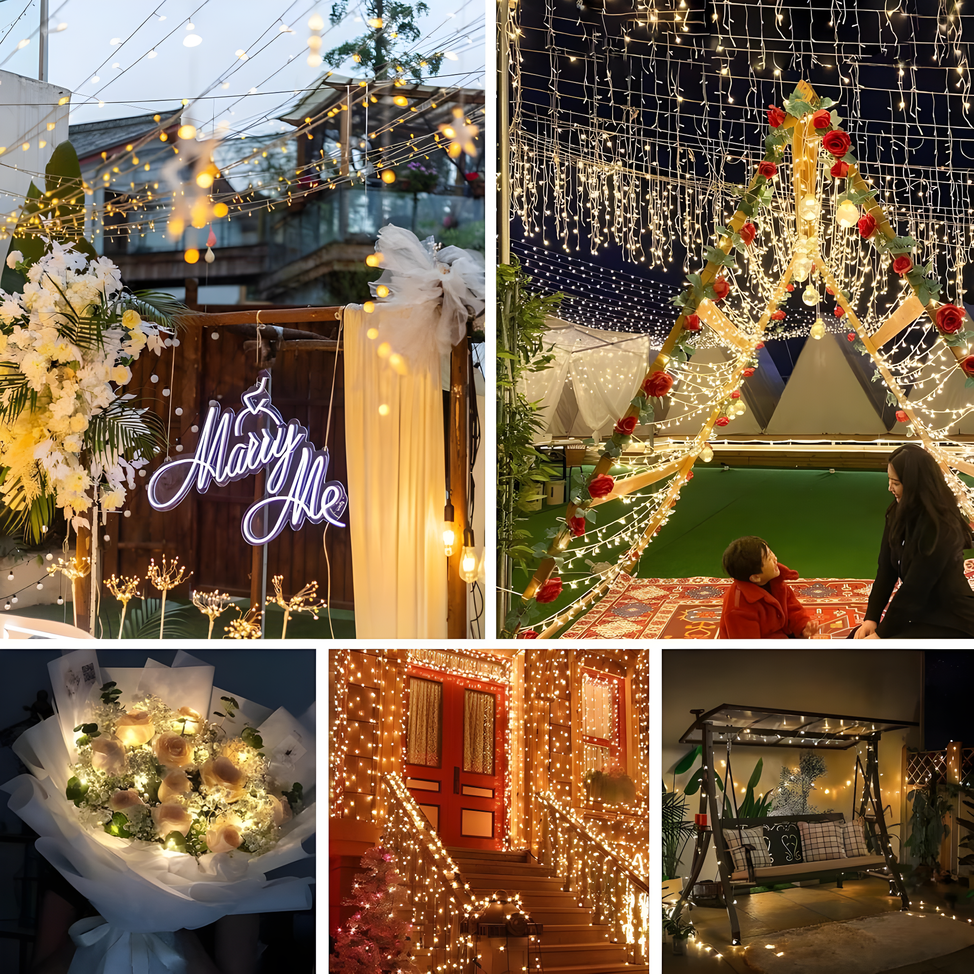 Dazzle Bright 164 FT 500 LED Christmas String Lights, Waterproof Green Wire String Lights with 8 Modes, Outdoor Christmas Decorations for Indoor Garden Party Yard Decor (Warm White)