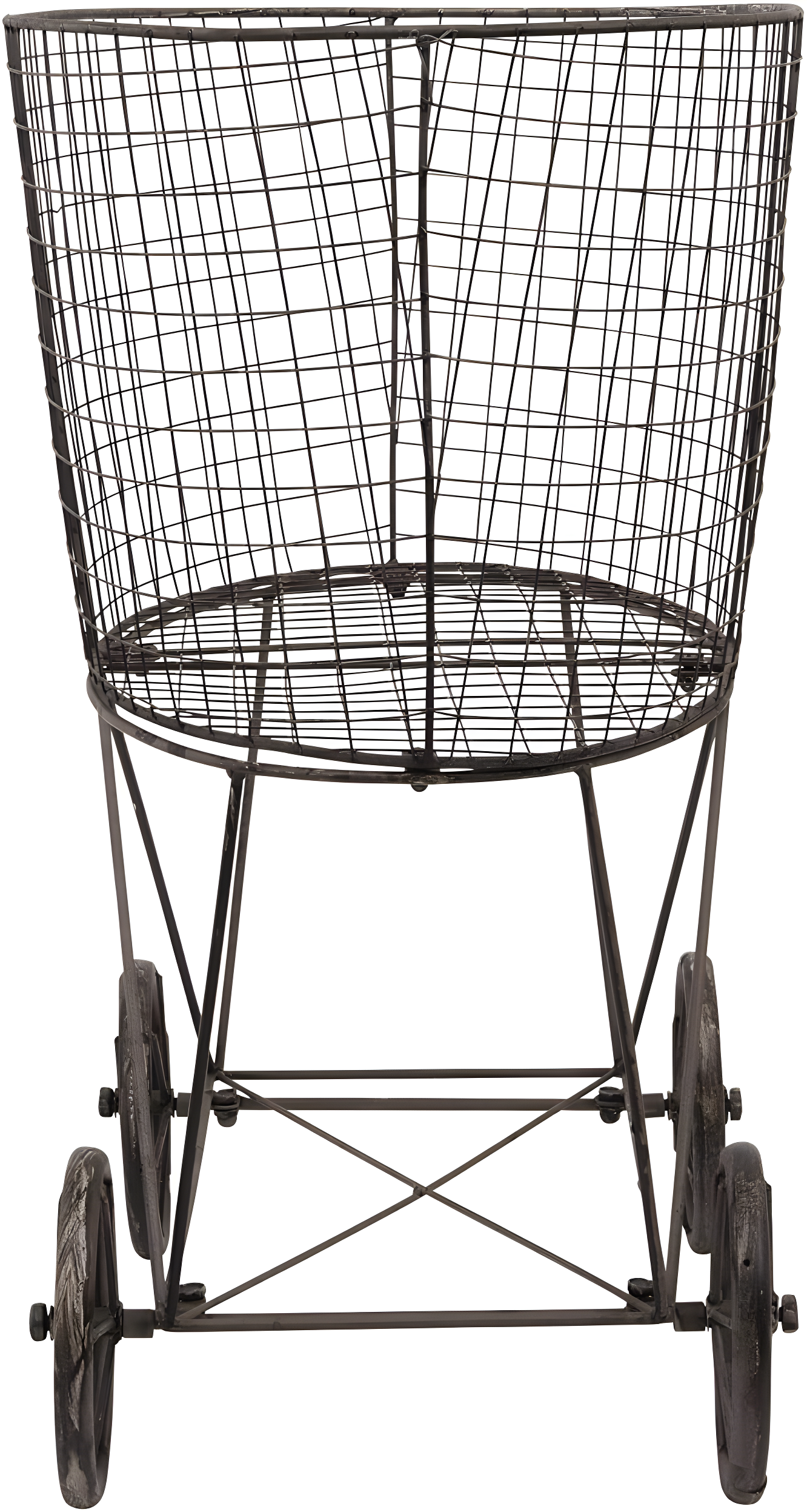 Metal Vintage Laundry Basket with Wheels - Storied Home: Garment Storage, Multipurpose Basket