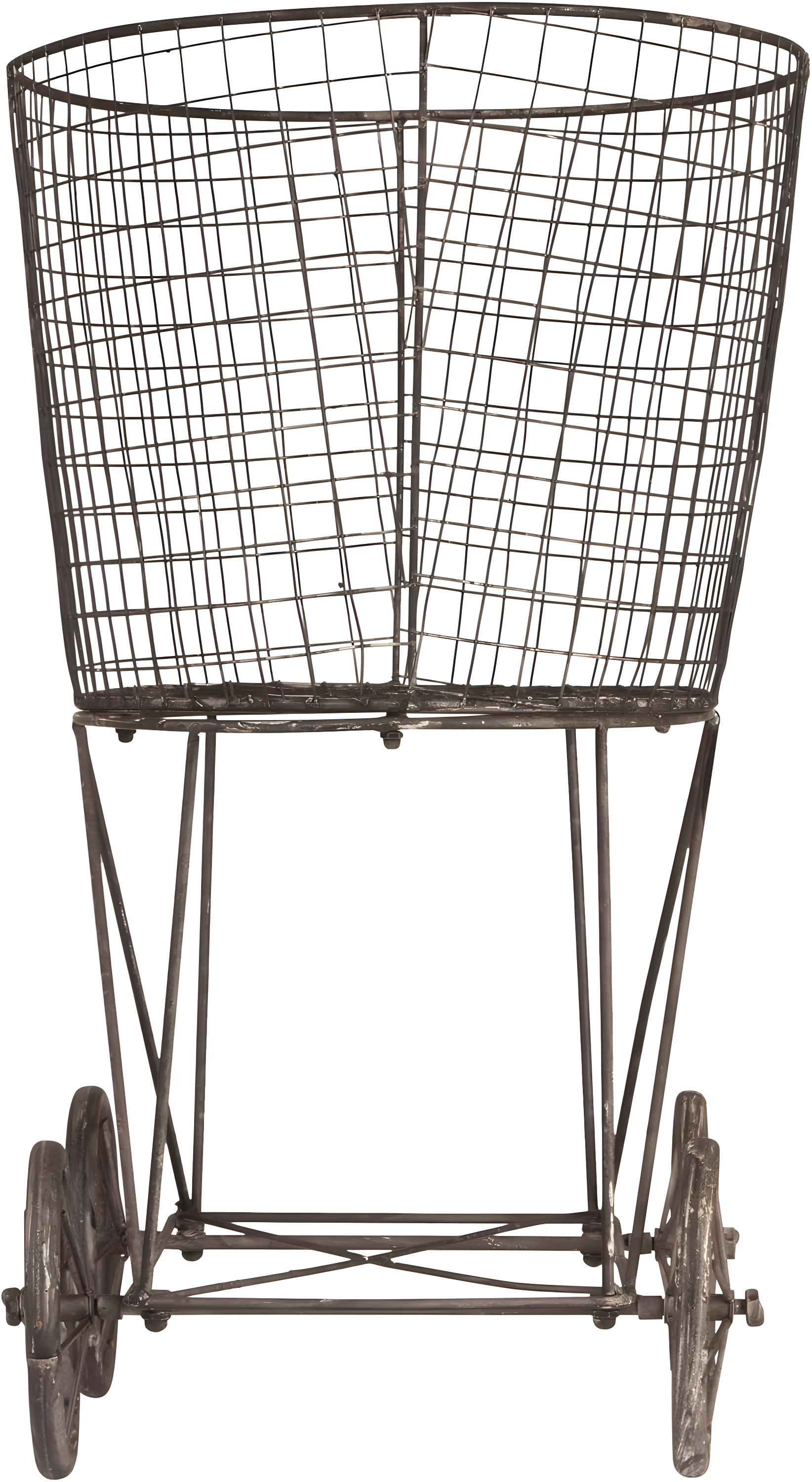 Metal Vintage Laundry Basket with Wheels - Storied Home: Garment Storage, Multipurpose Basket