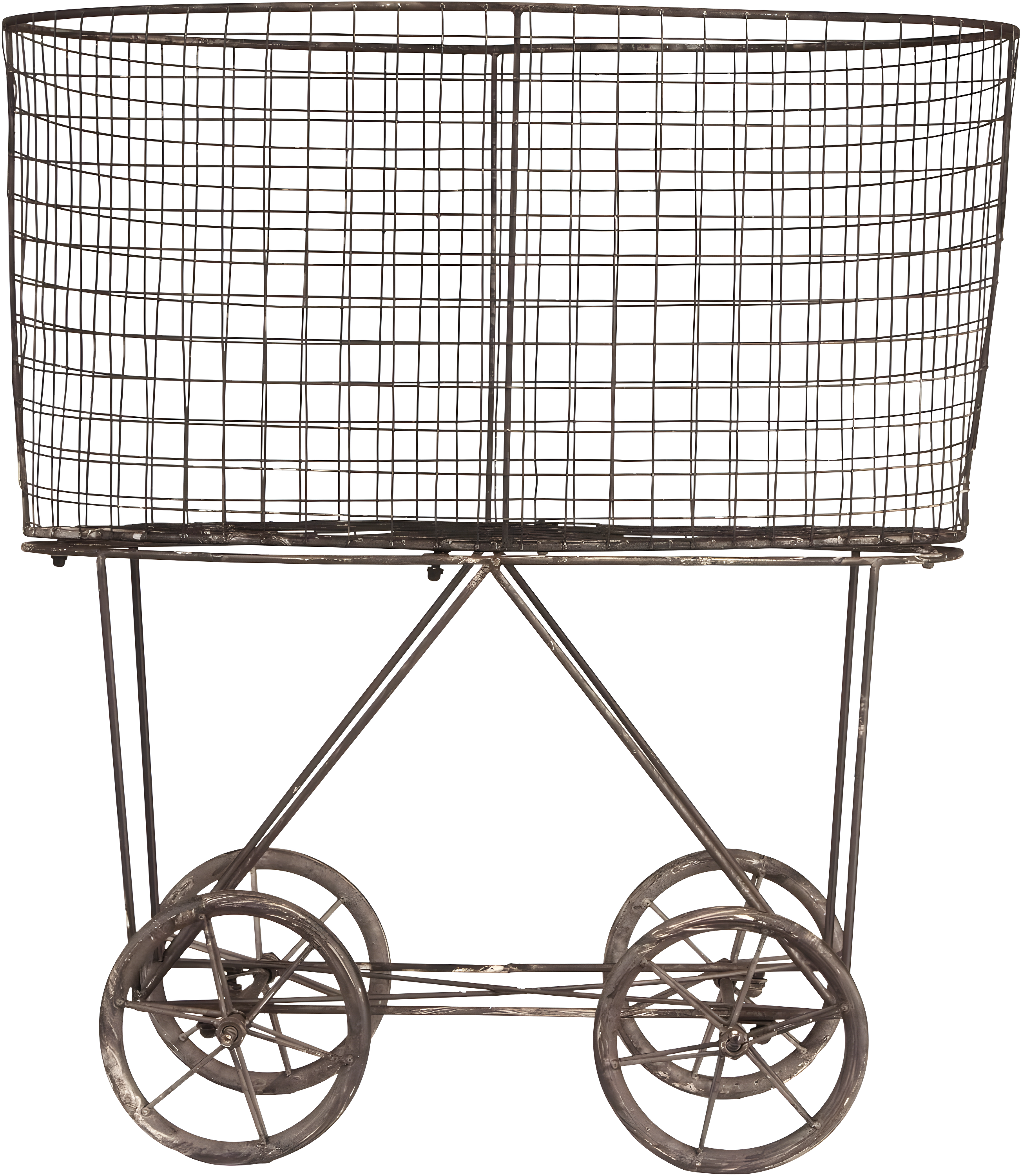 Metal Vintage Laundry Basket with Wheels - Storied Home: Garment Storage, Multipurpose Basket