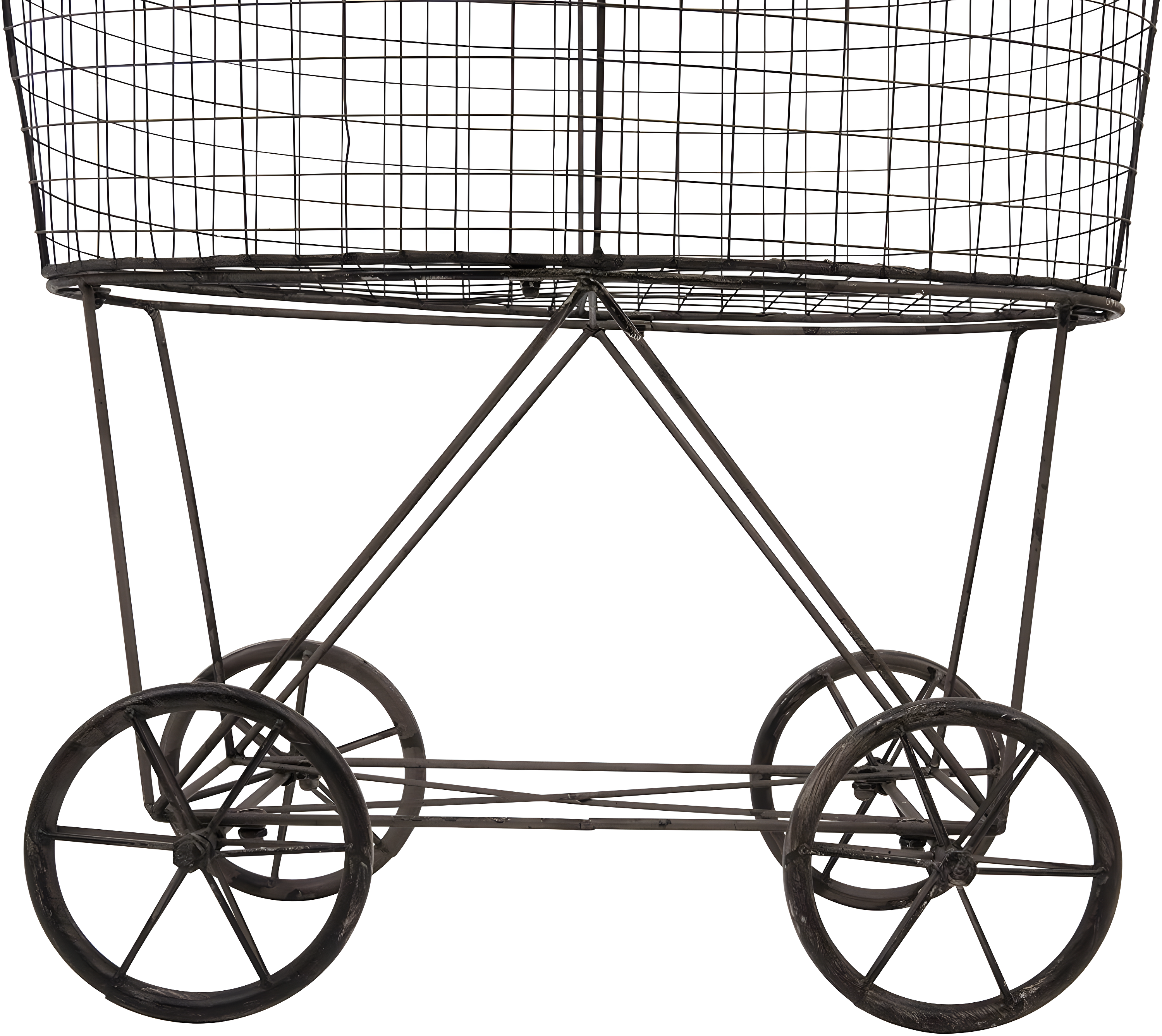 Metal Vintage Laundry Basket with Wheels - Storied Home: Garment Storage, Multipurpose Basket