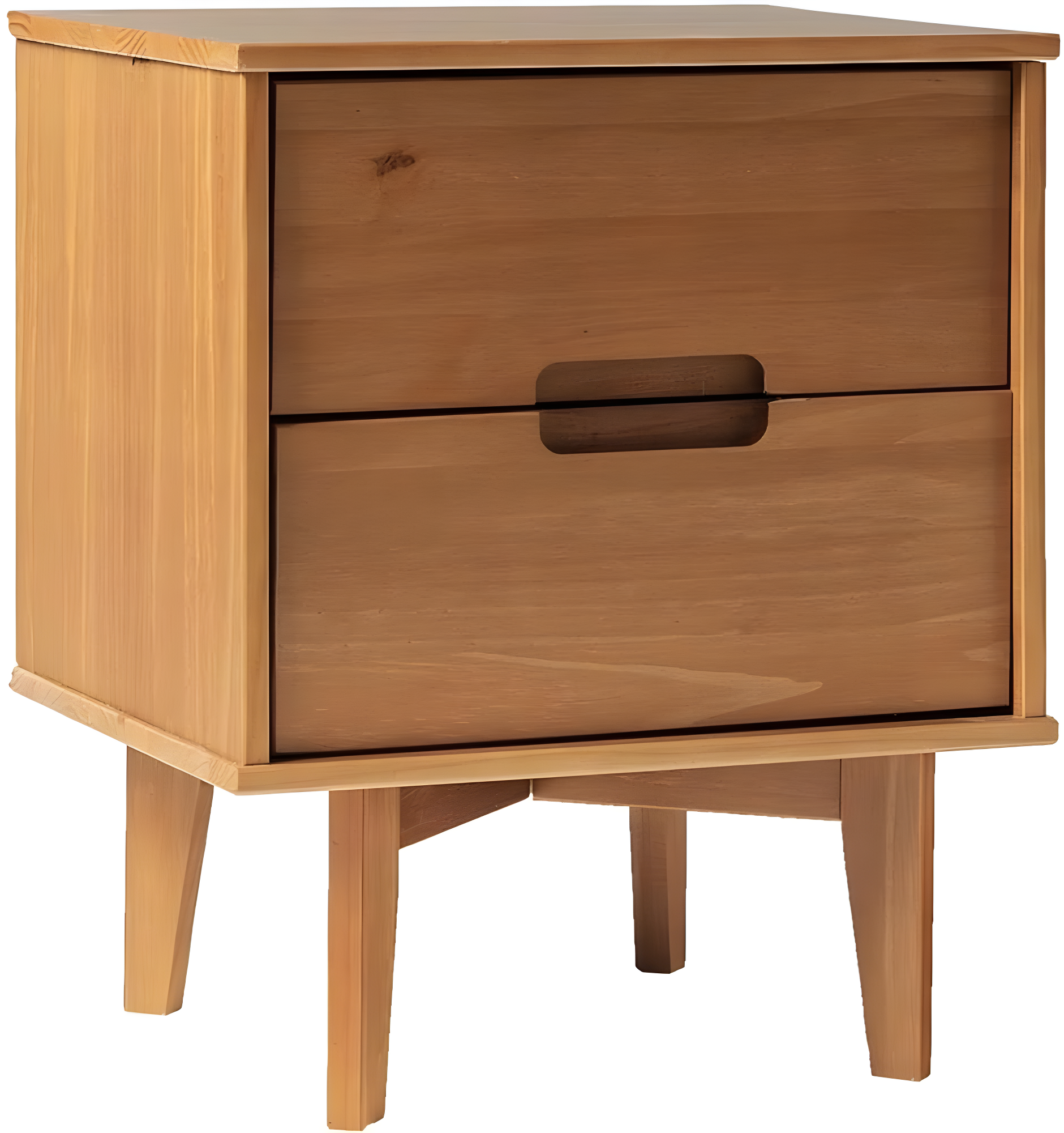 Mags Solid Wood Groove 2-Drawer Nightstand