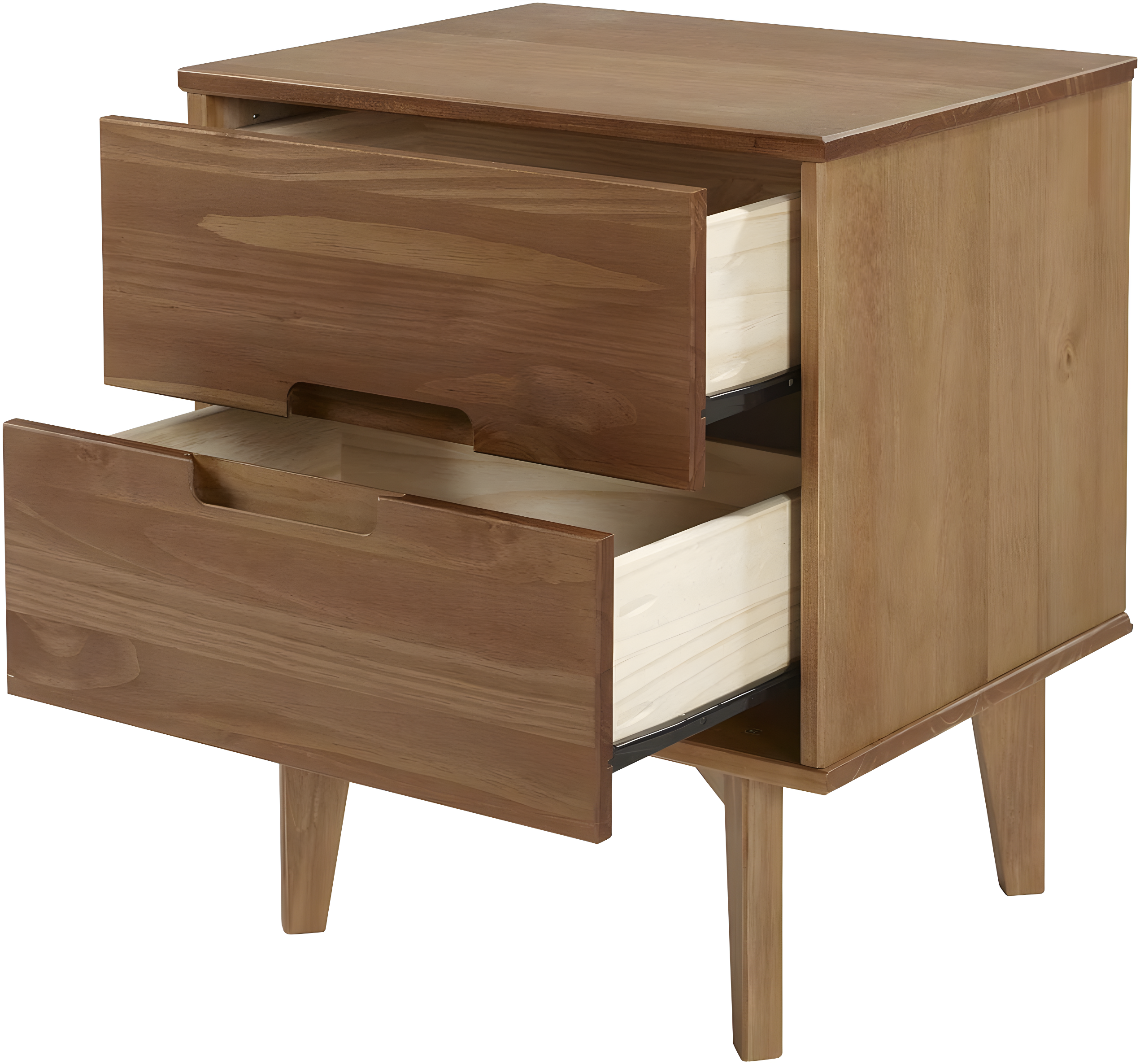 Mags Solid Wood Groove 2-Drawer Nightstand