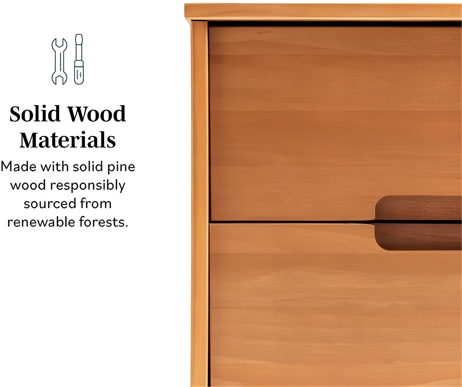 Mags Solid Wood Groove 2-Drawer Nightstand